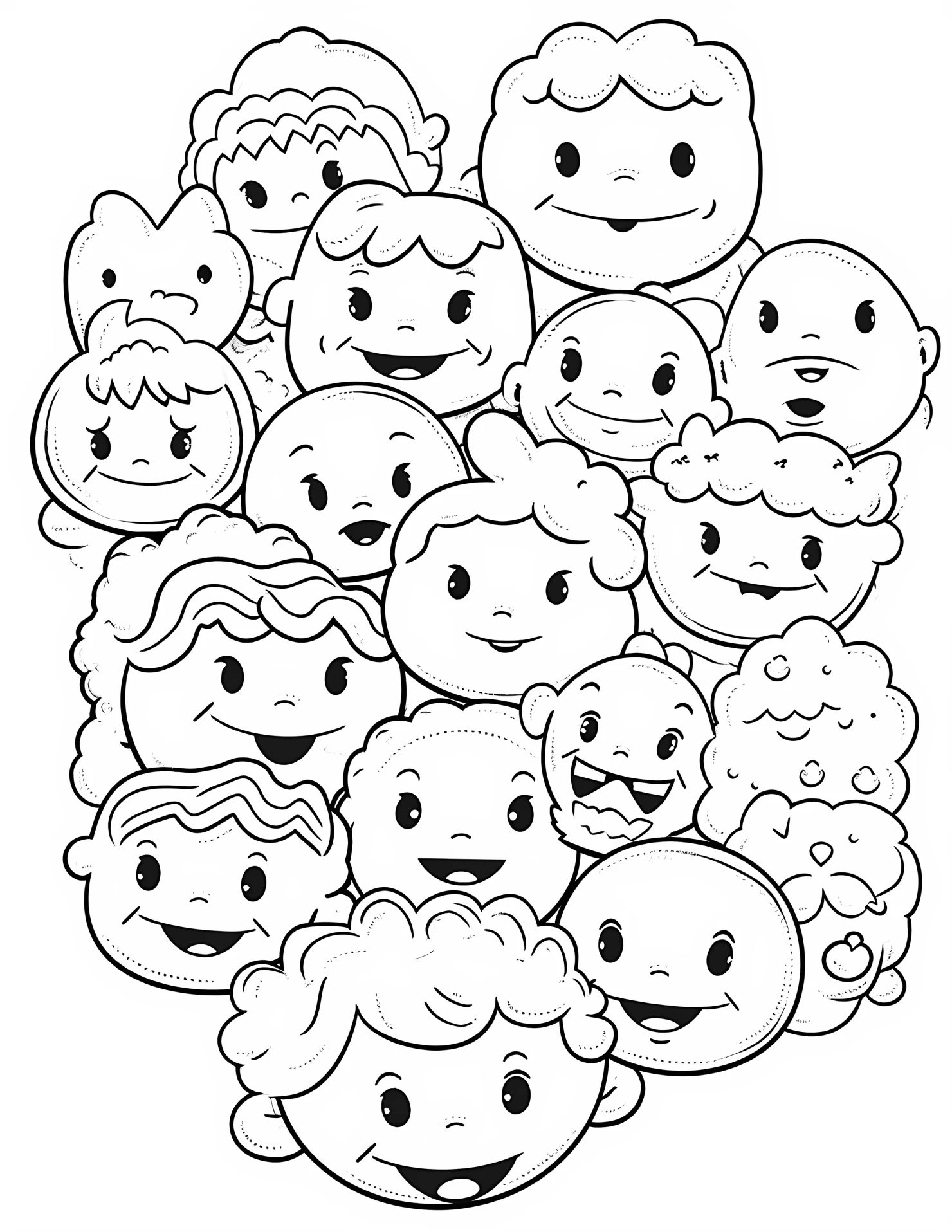 Face for kids coloring page on white color background #32498