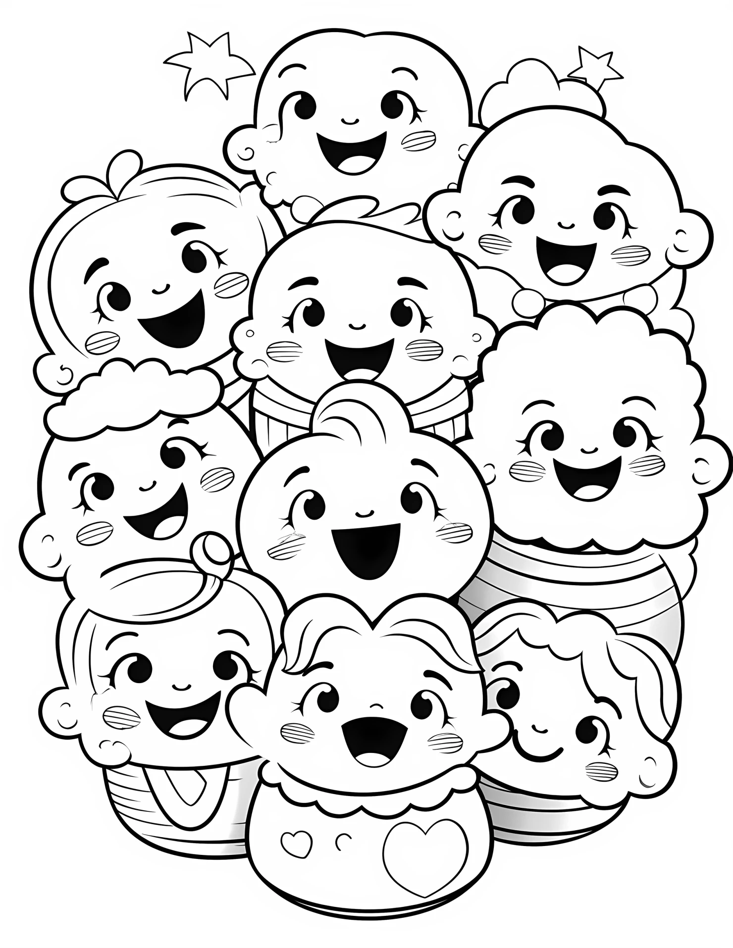 Face for kids coloring page on white color background #32500