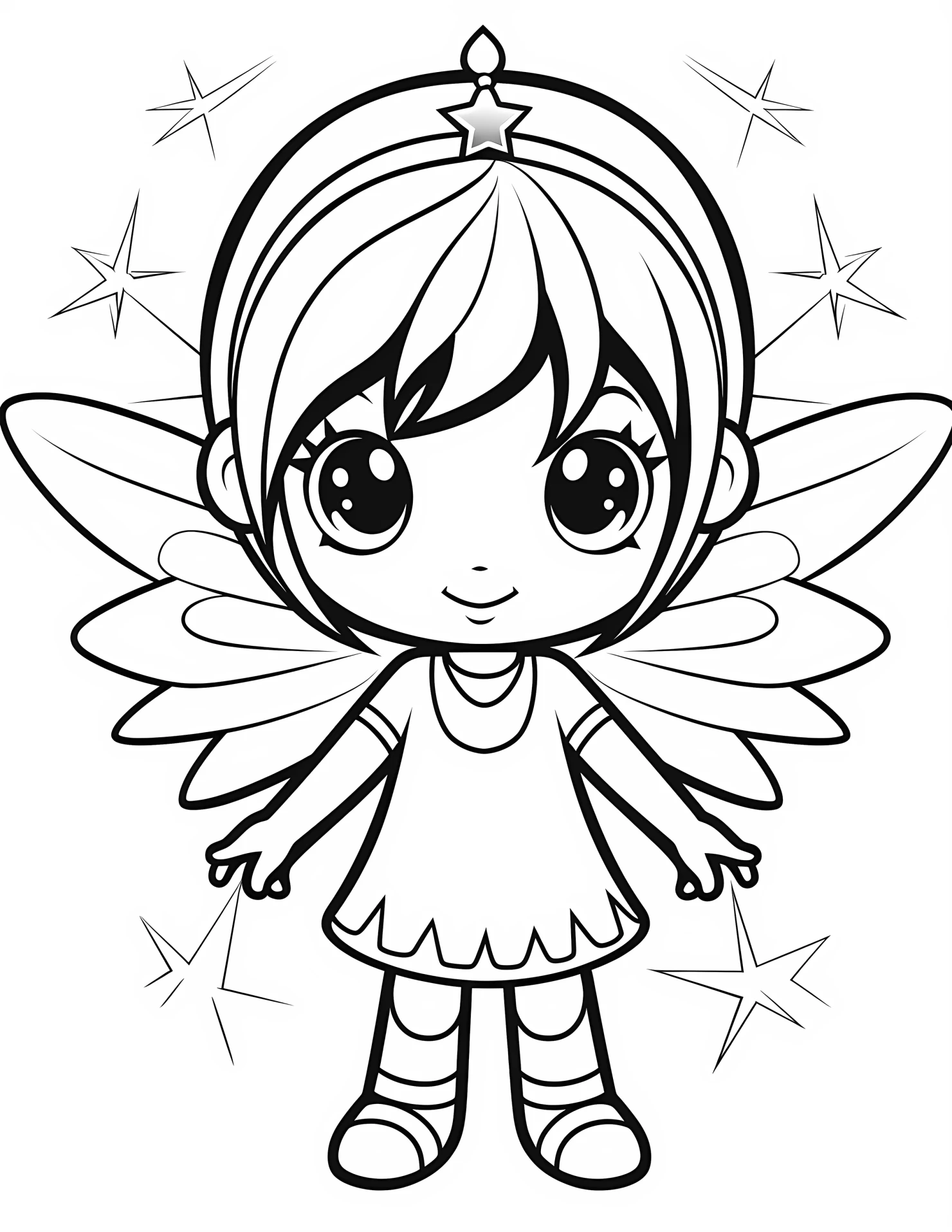 Rainbow fairy for kids coloring page on white color background #32501