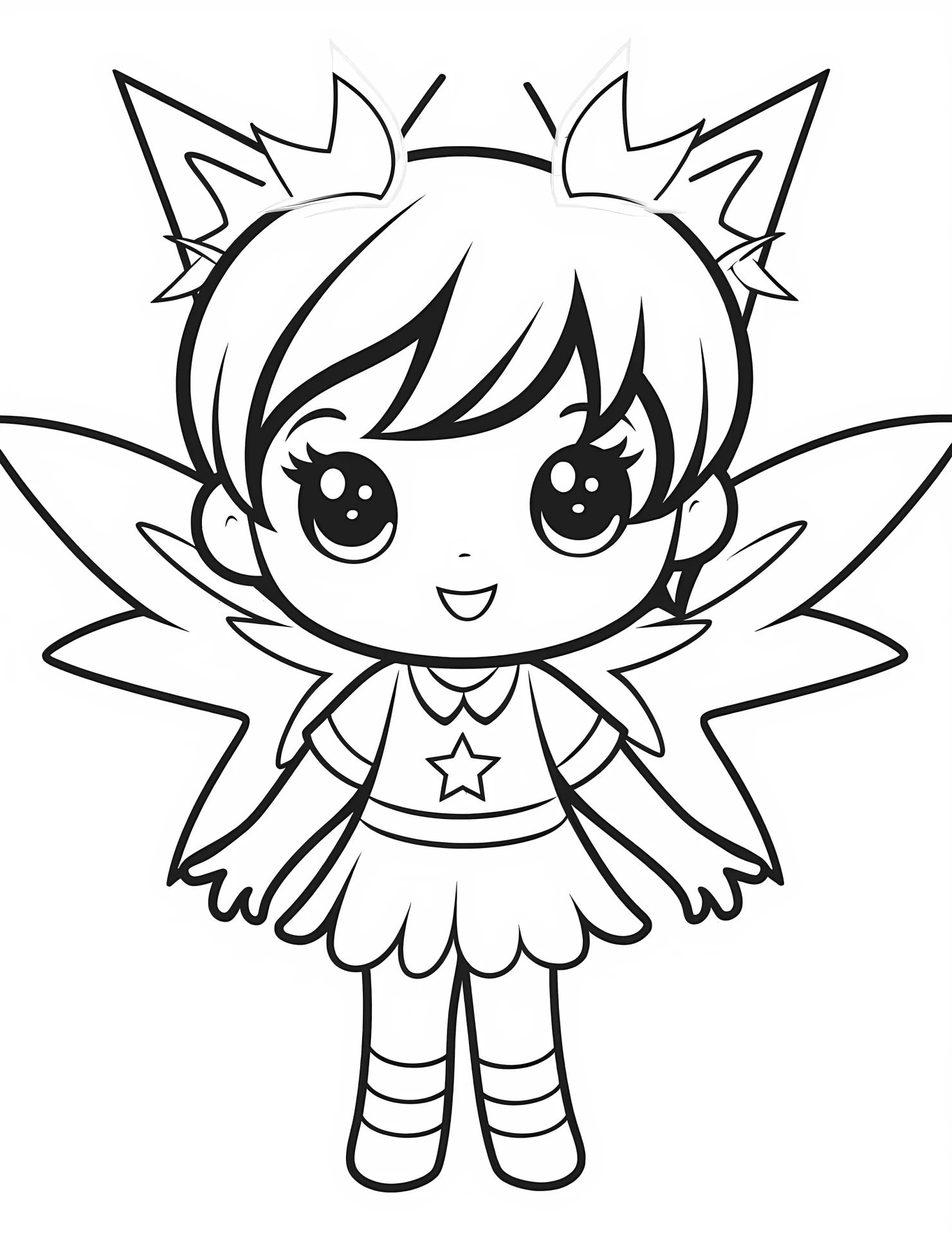 Rainbow fairy for kids coloring page on white color background #32502