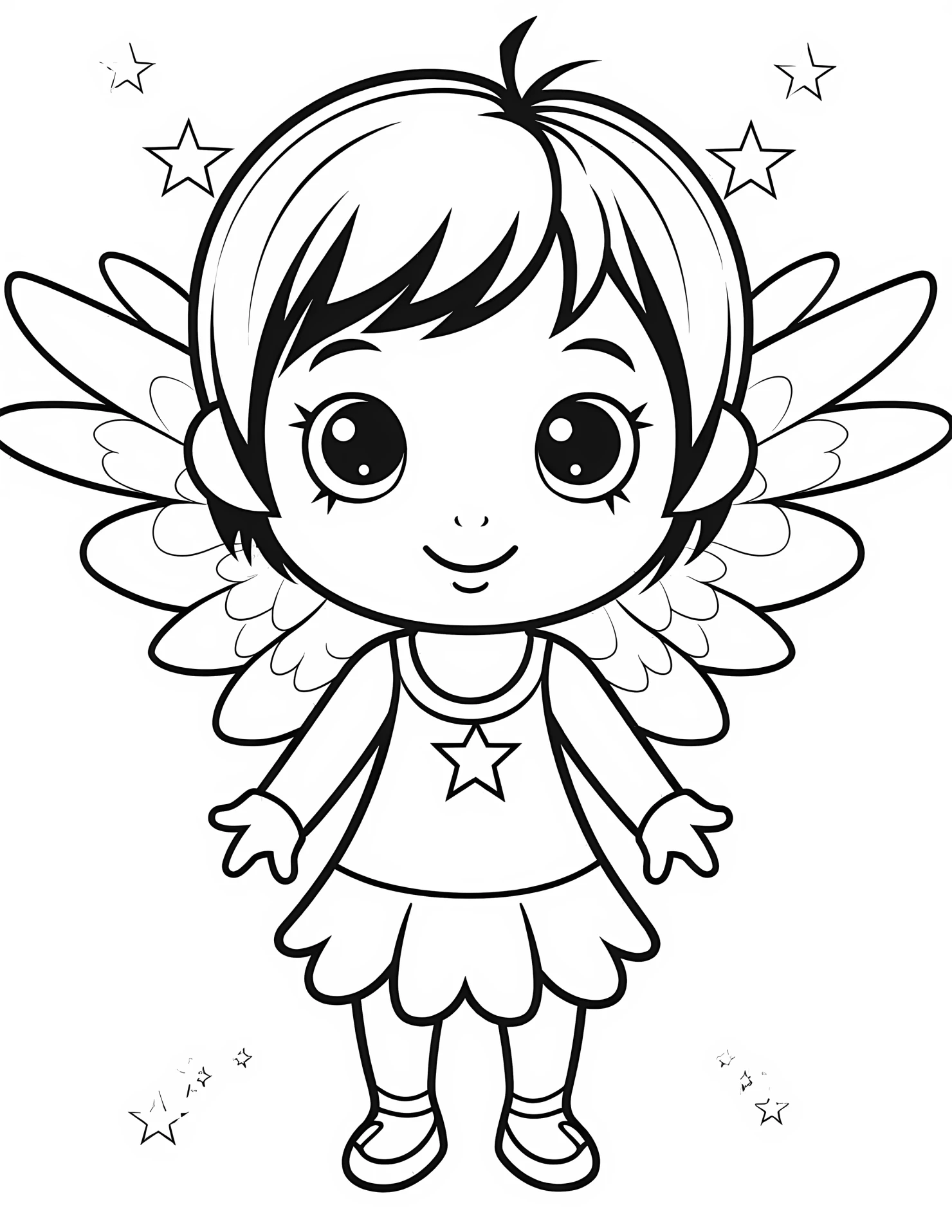 Rainbow fairy for kids coloring page on white color background #32503