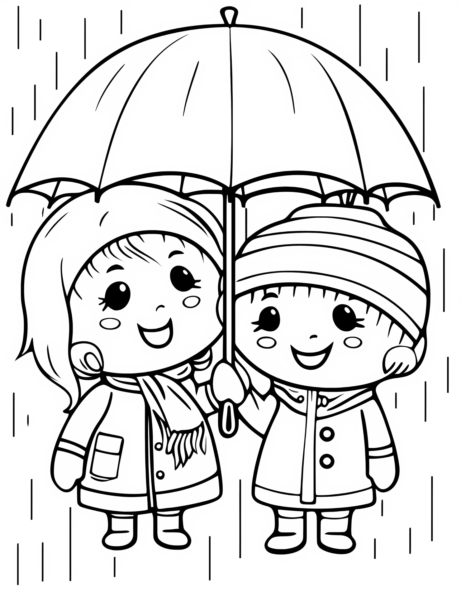 Rainy season for kids coloring page on white color background #32506