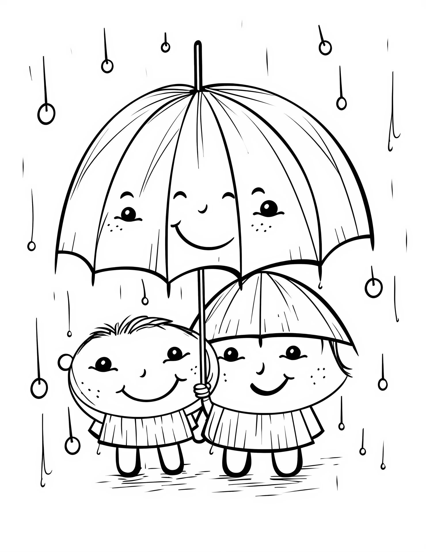Rainy season for kids coloring page on white color background #32507