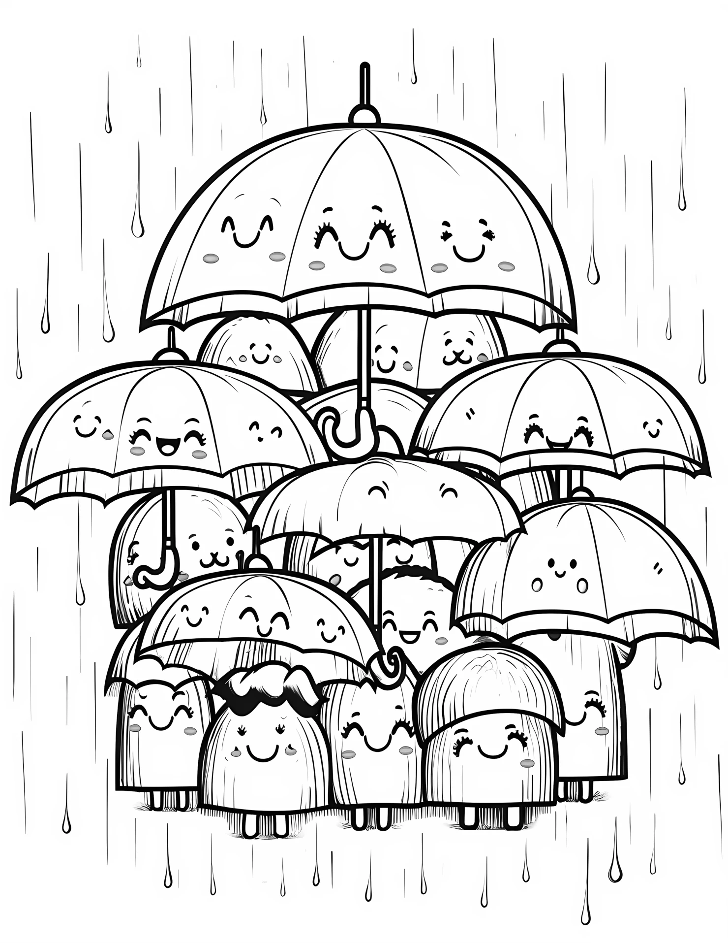 Rainy season for kids coloring page on white color background #32508