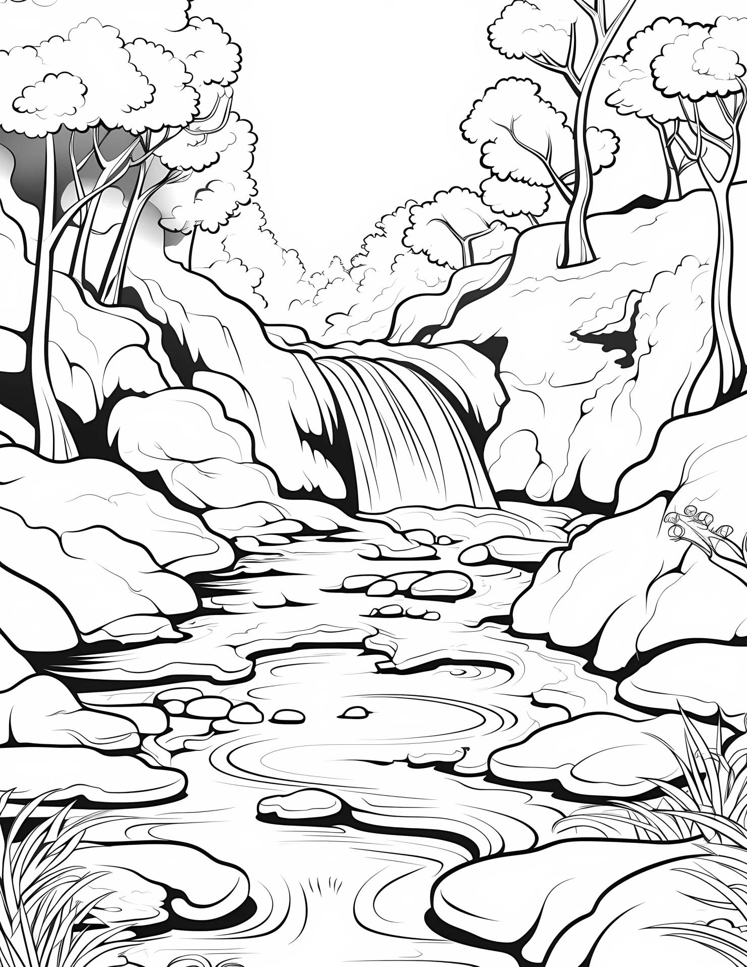 Rapids for kids coloring page on white color background #32509