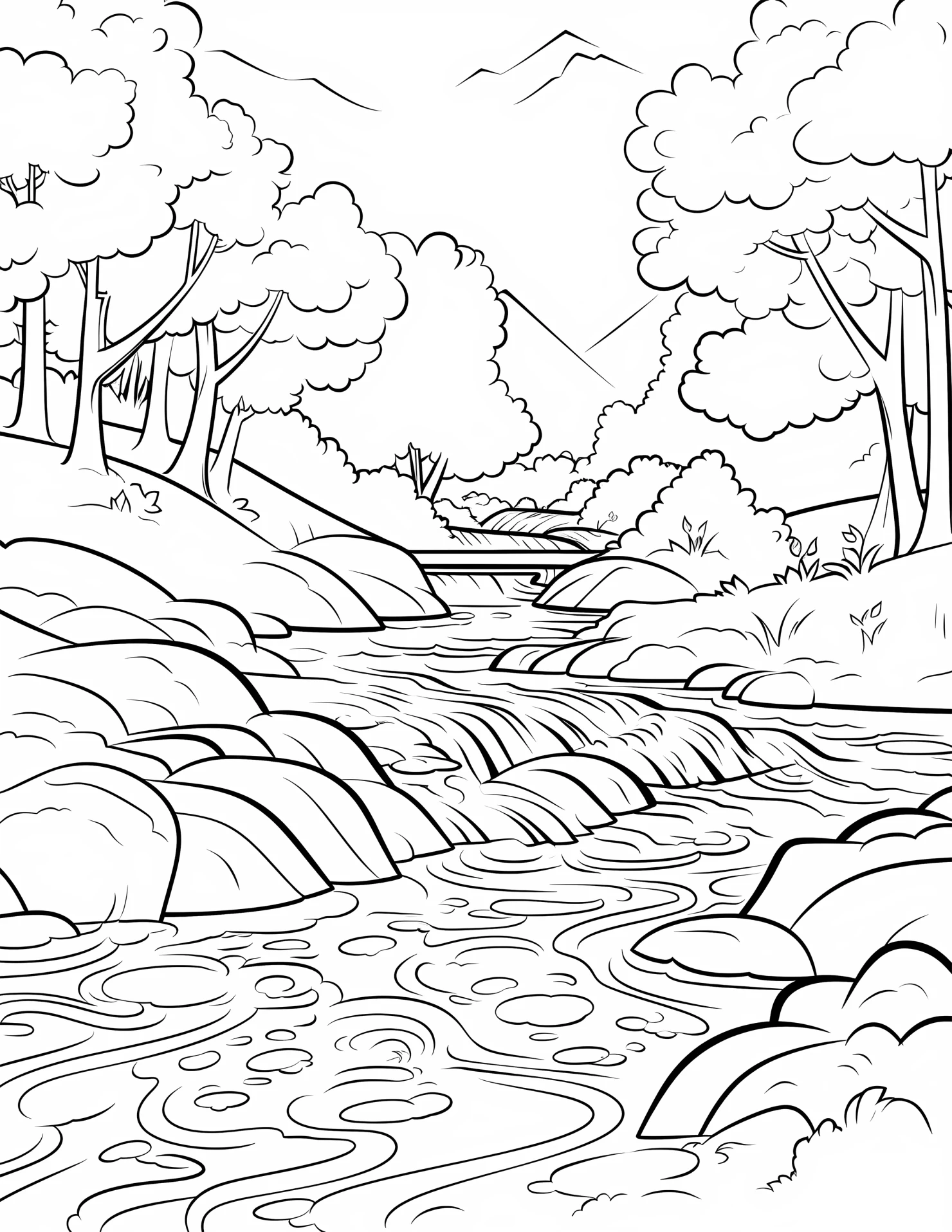 Rapids for kids coloring page on white color background #32510