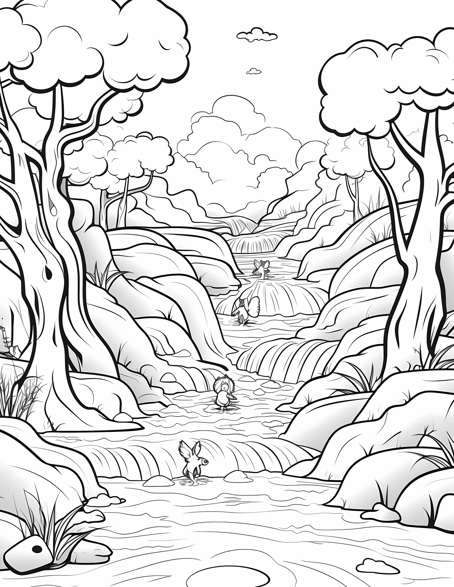 Rapids for kids coloring page on white color background #32511