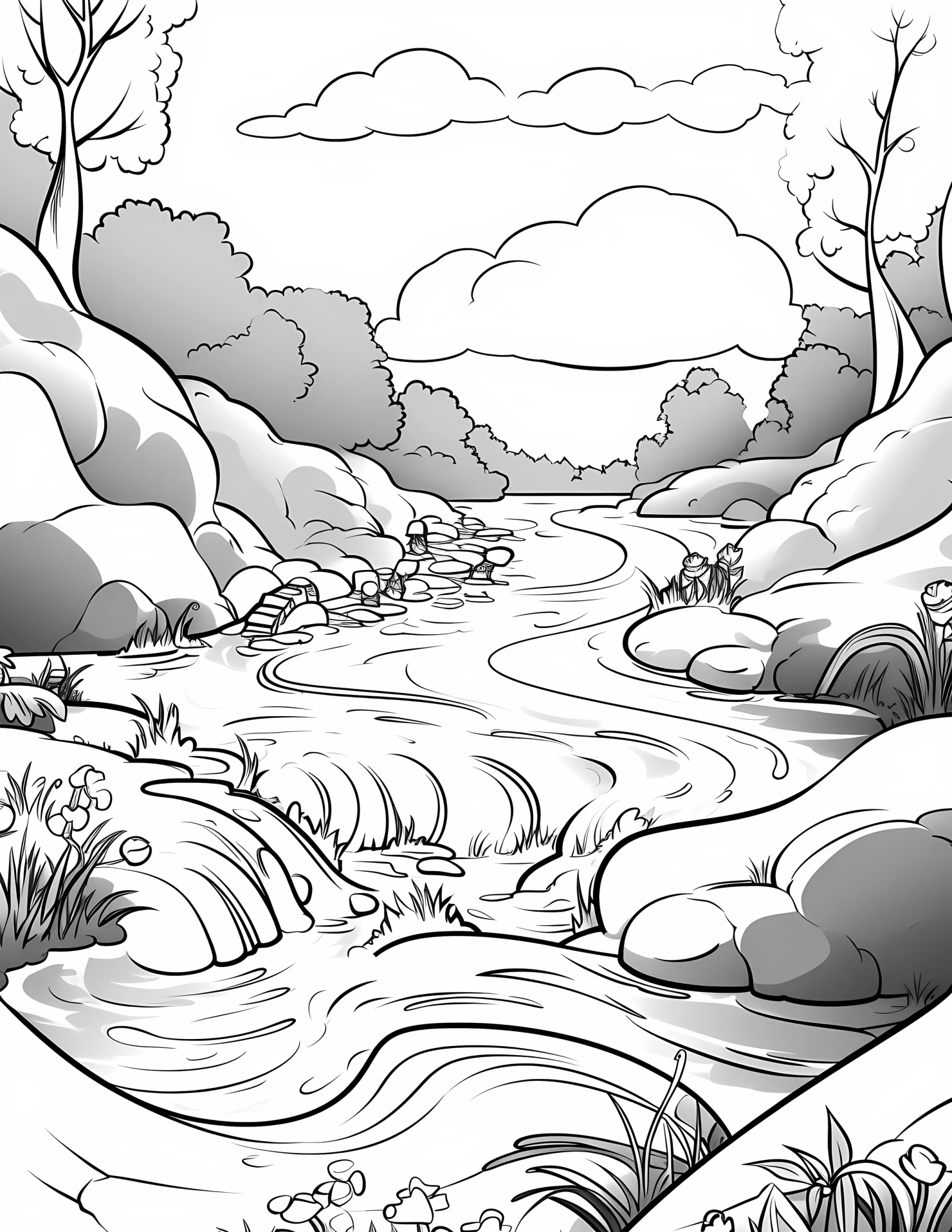 Rapids for kids coloring page on white color background #32512
