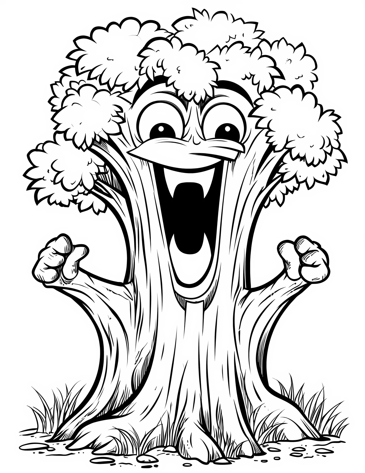 Redwood tree for kids coloring page on white color background #32524