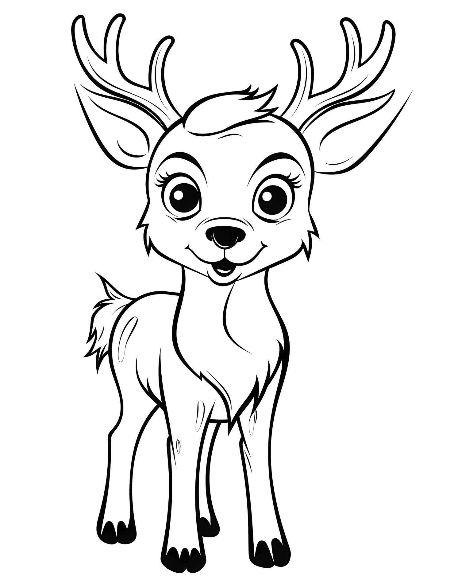 Reindeer for kids coloring page on white color background #32533