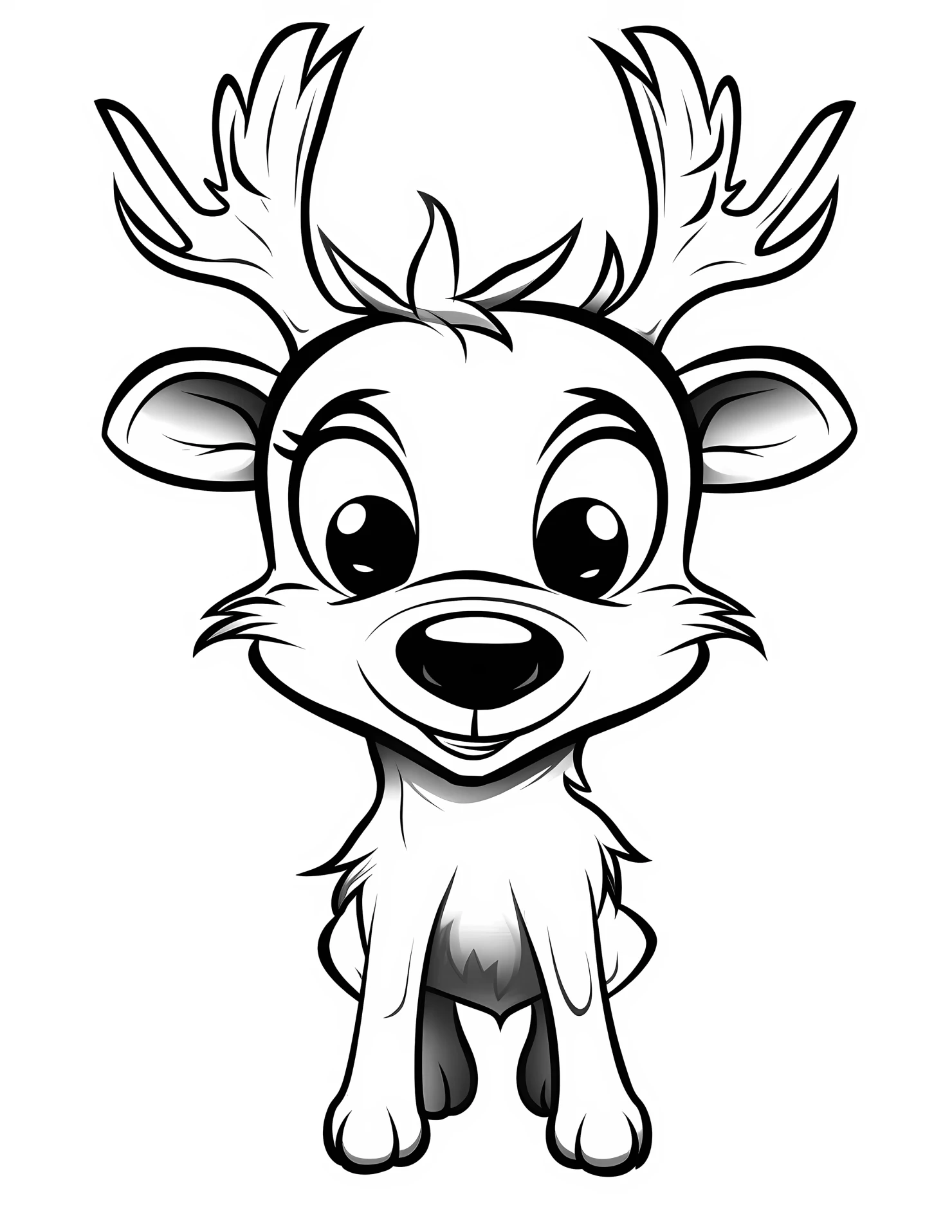 Reindeer for kids coloring page on white color background #32535