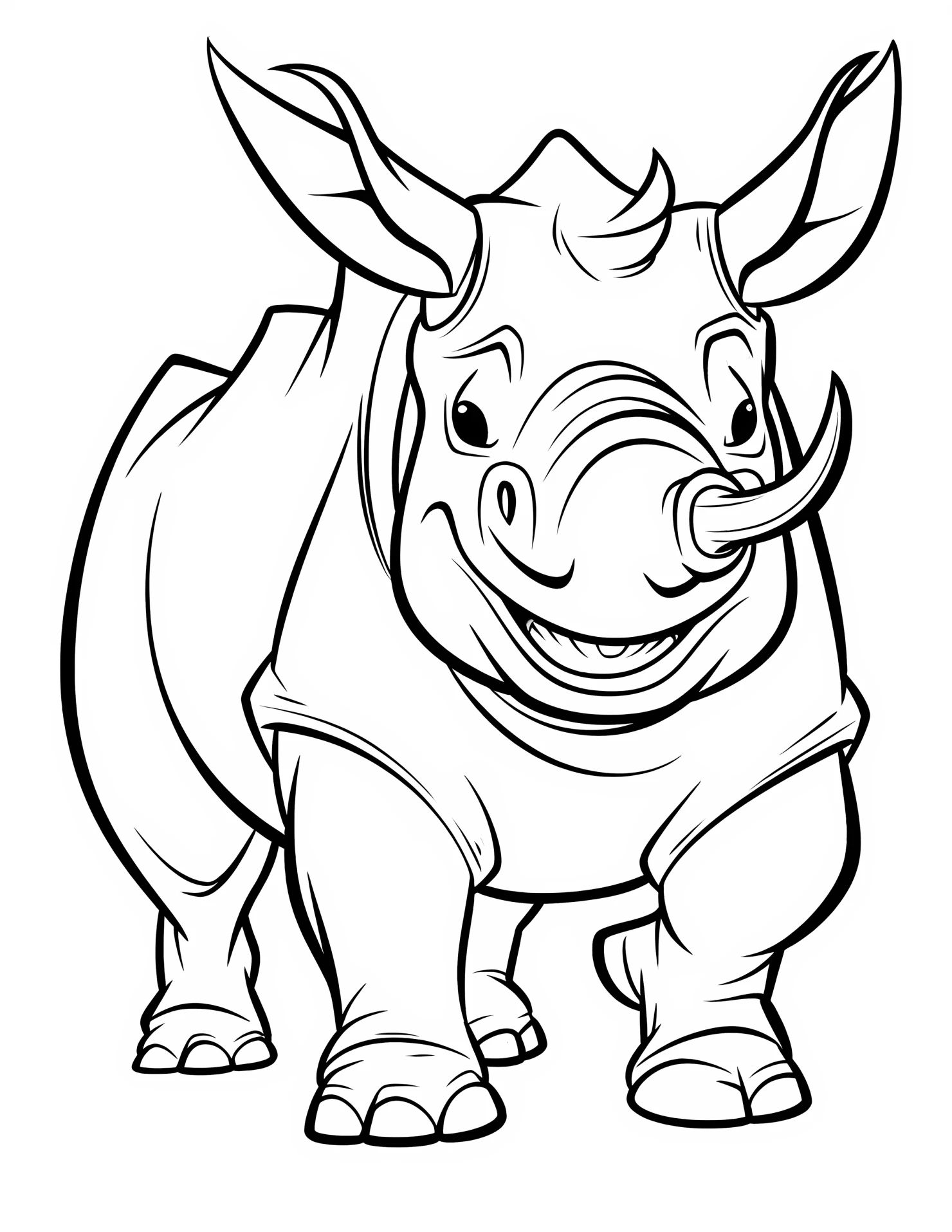 Rhinoceros for kids coloring page on white color background #32542