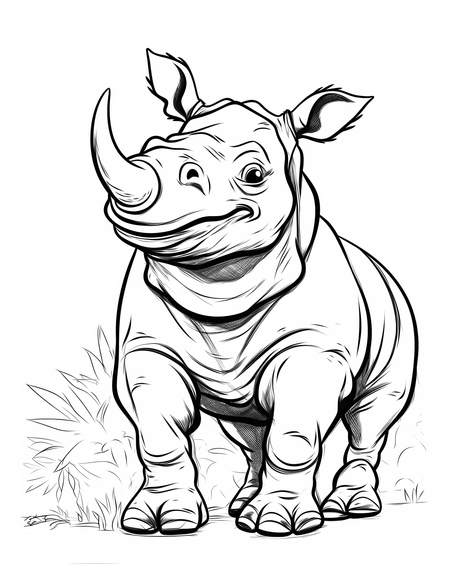 Rhinoceros for kids coloring page on white color background #32544
