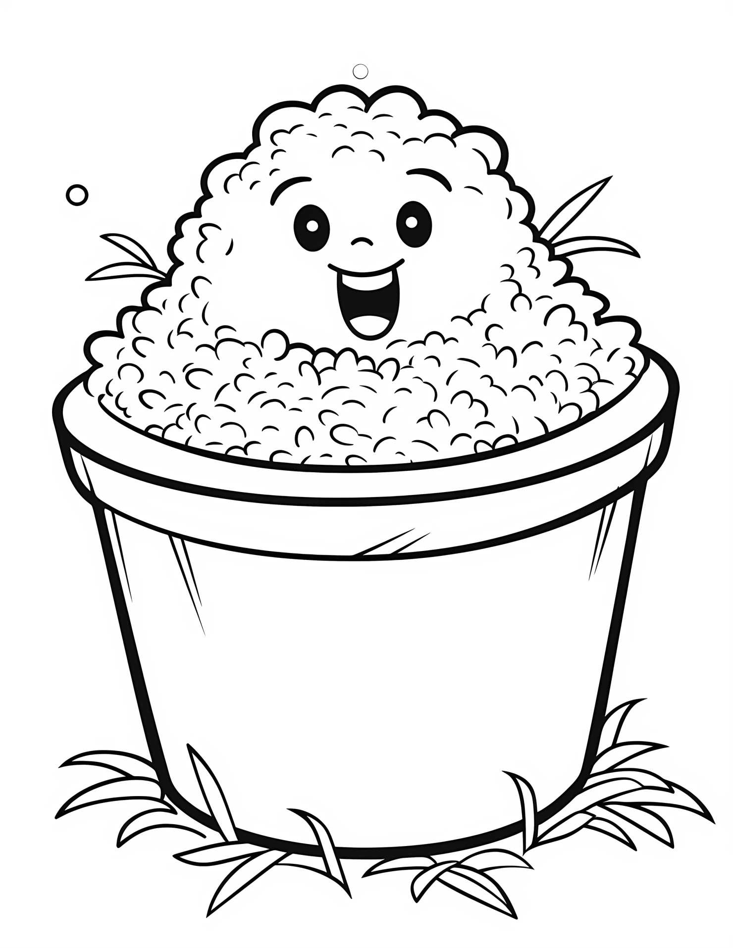 Rice for kids coloring page on white color background #32548