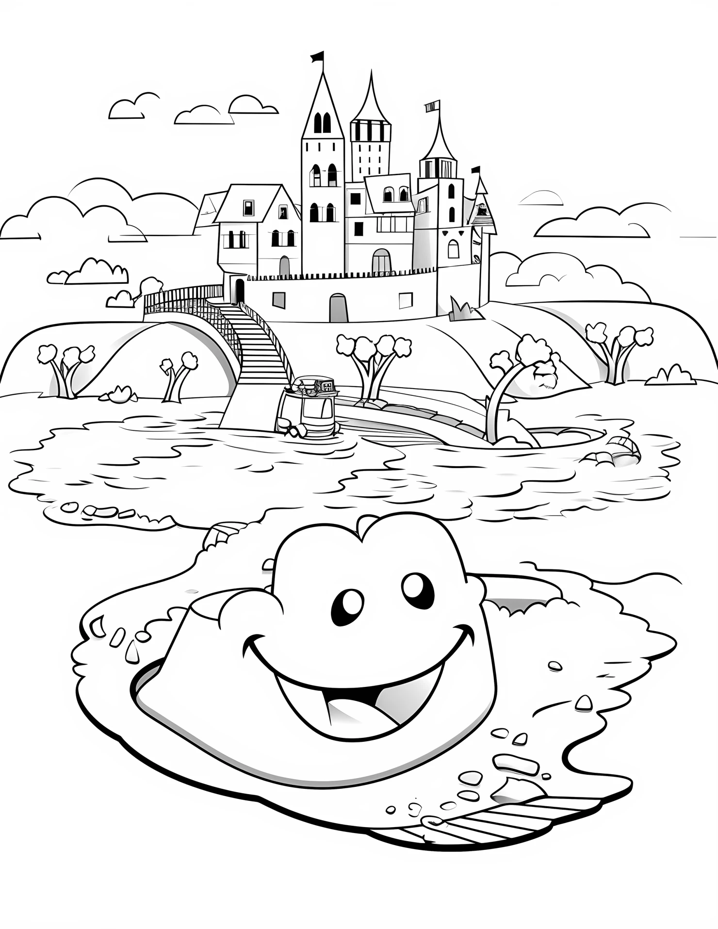 River for kids coloring page on white color background #32552
