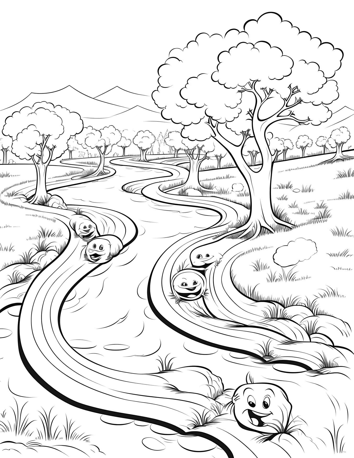 River for kids coloring page on white color background #32553