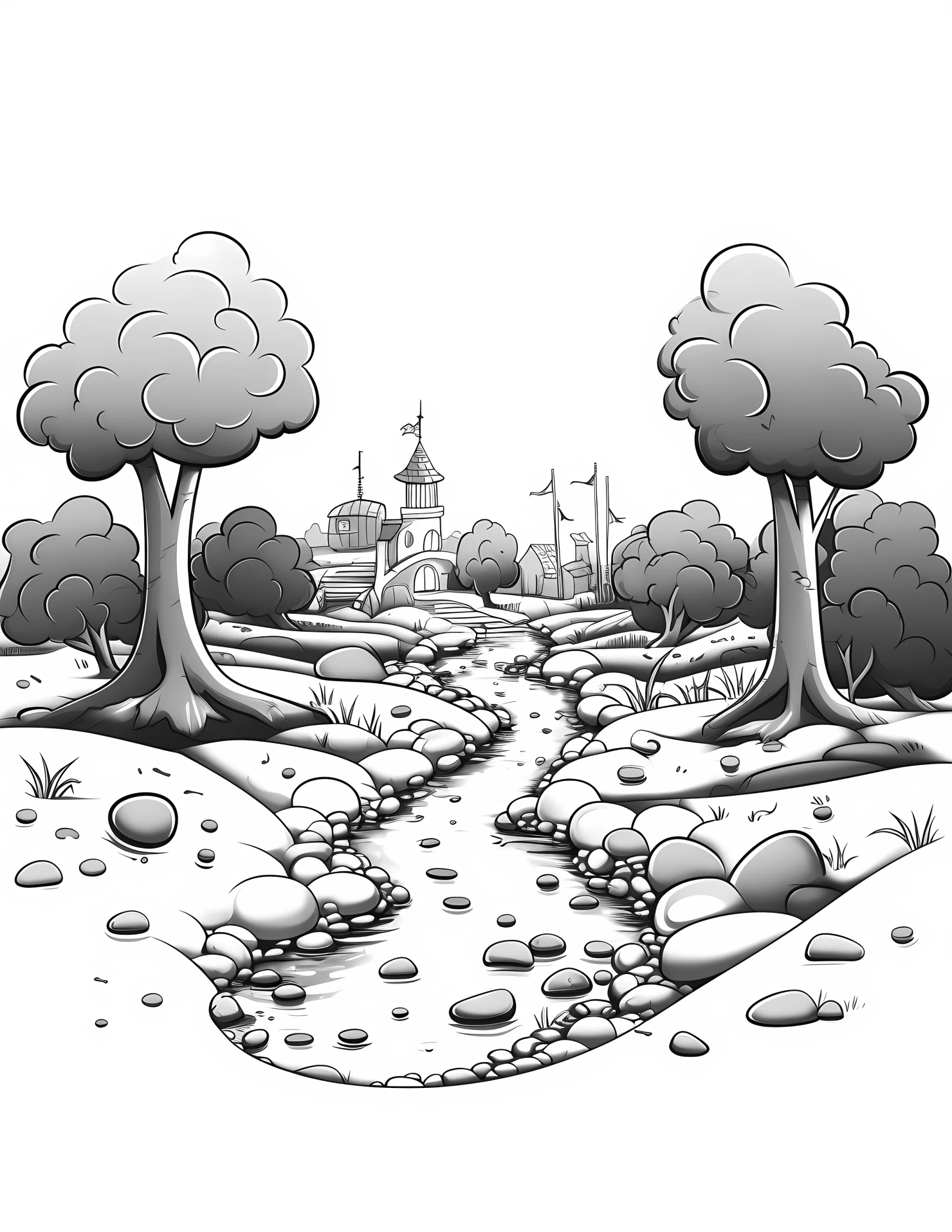 Riverbed for kids coloring page on white color background #32557