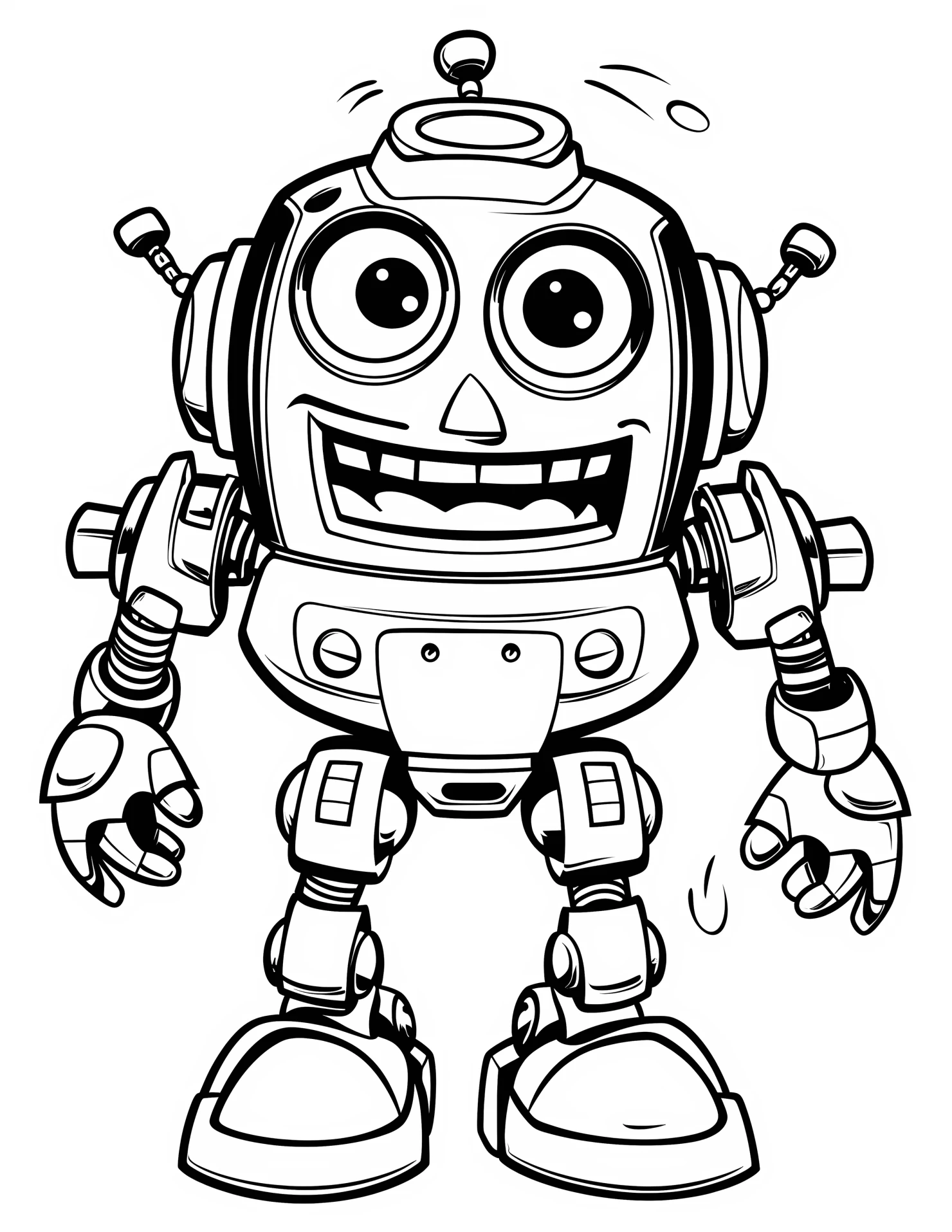 Robot for kids coloring page on white color background #32566
