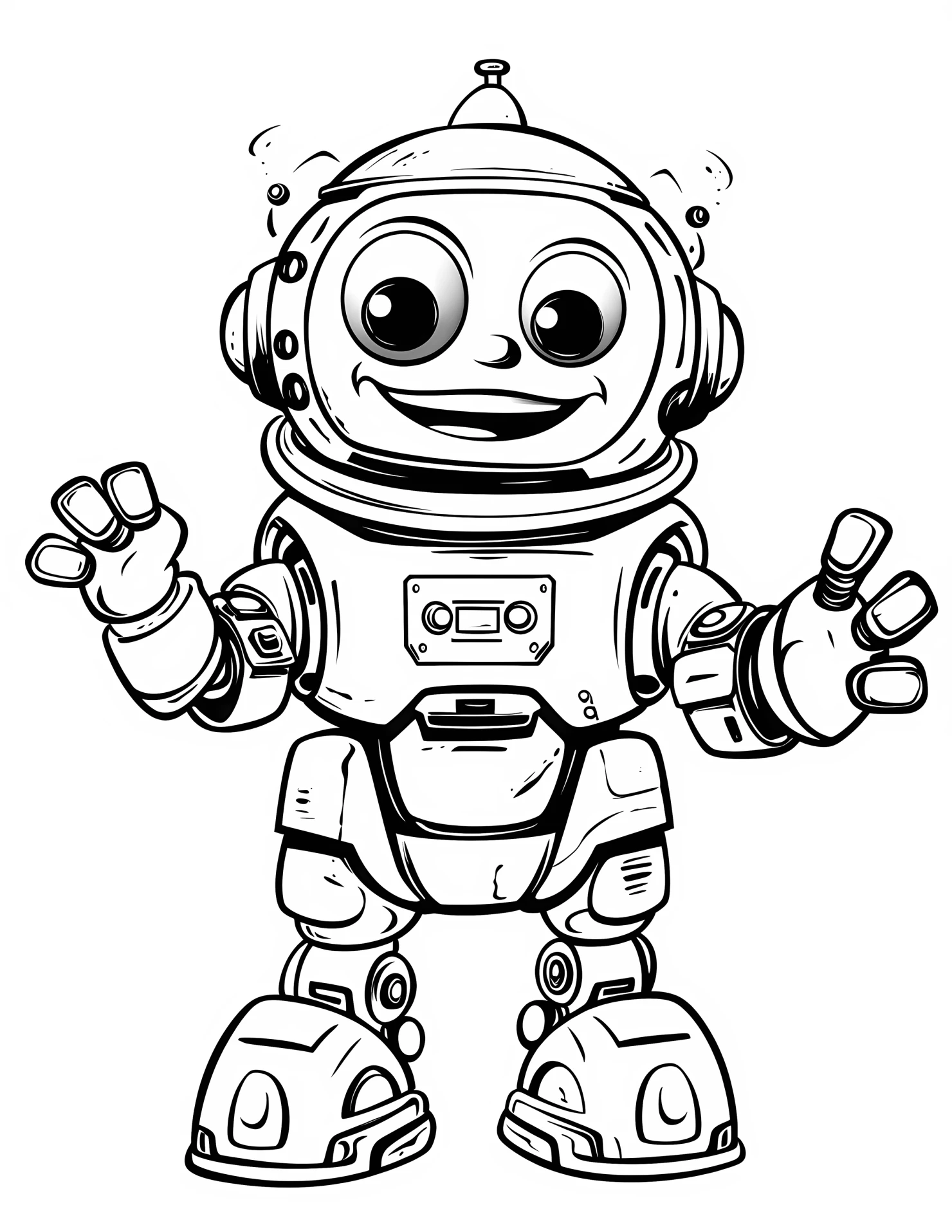 Robot for kids coloring page on white color background #32567