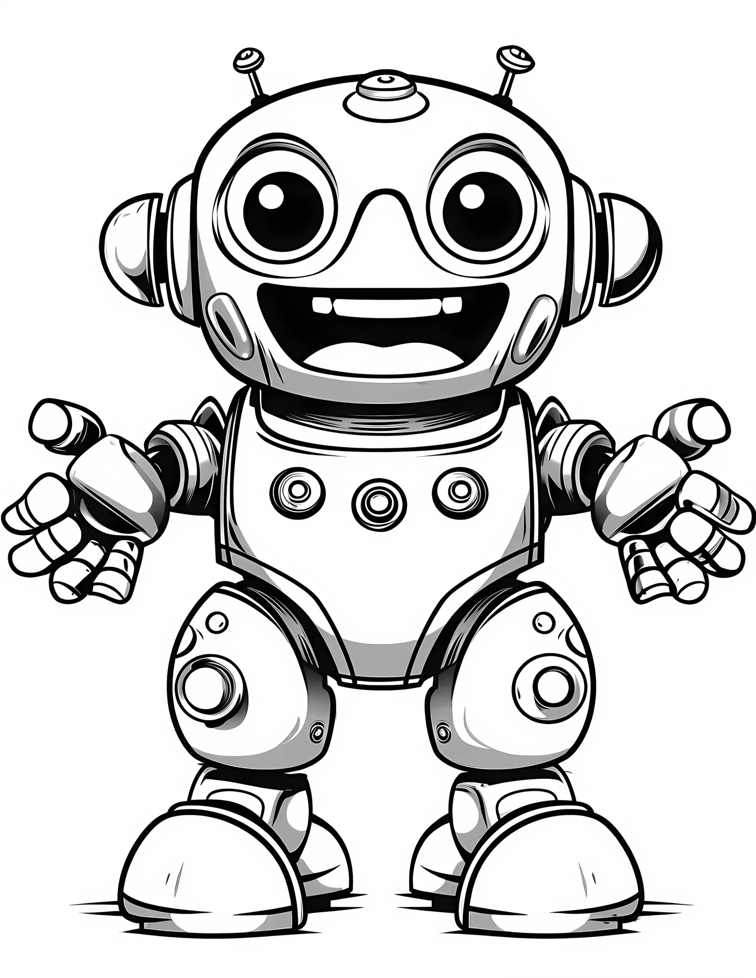 Robot for kids coloring page on white color background #32568