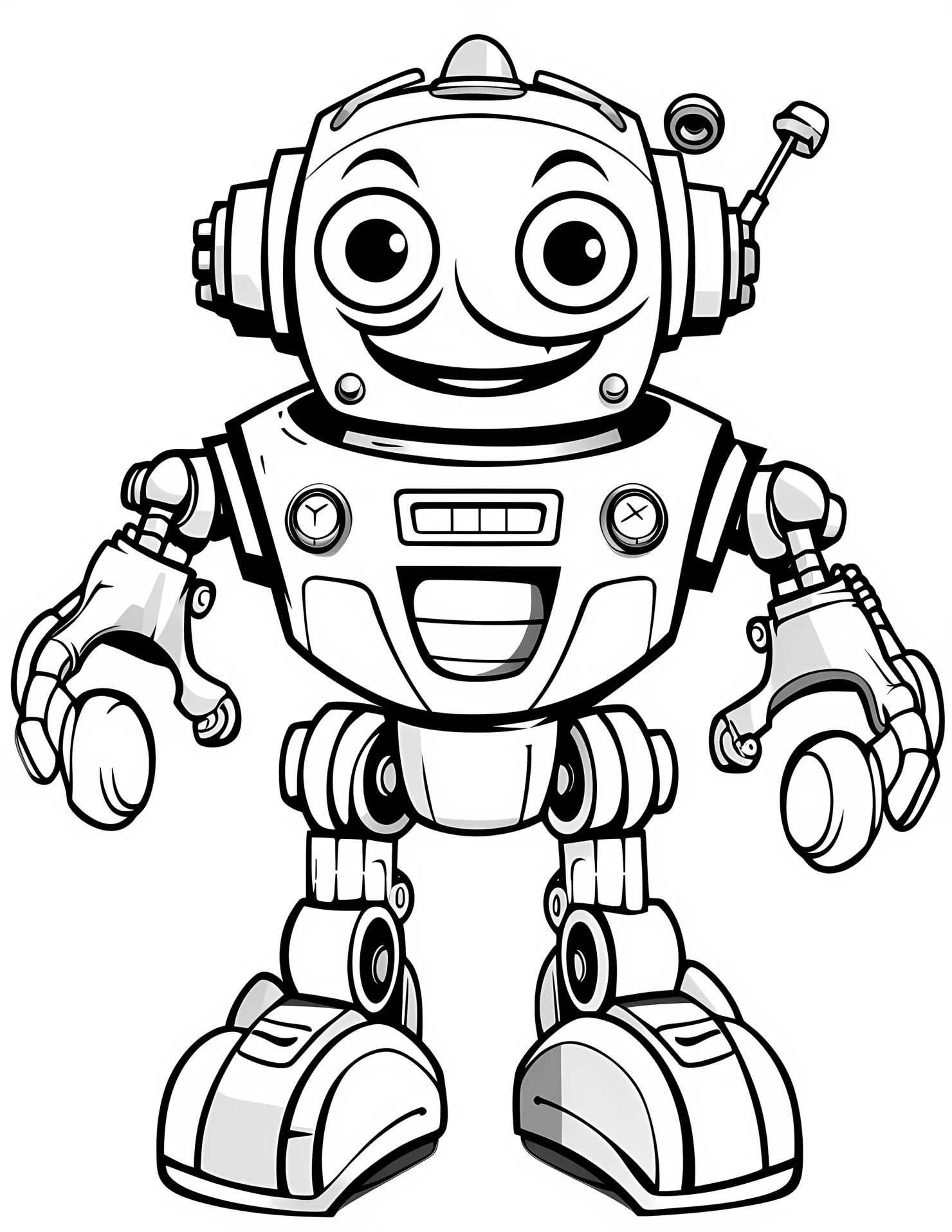 Robot for kids coloring page on white color background #32569