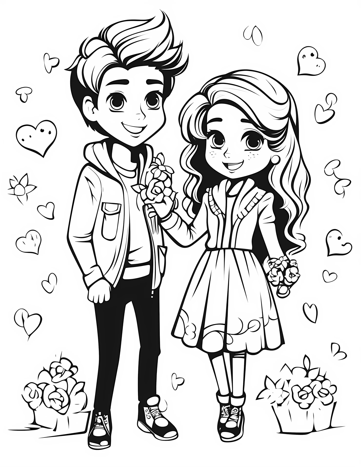 Romantic movie for kids coloring page on white color background #32580