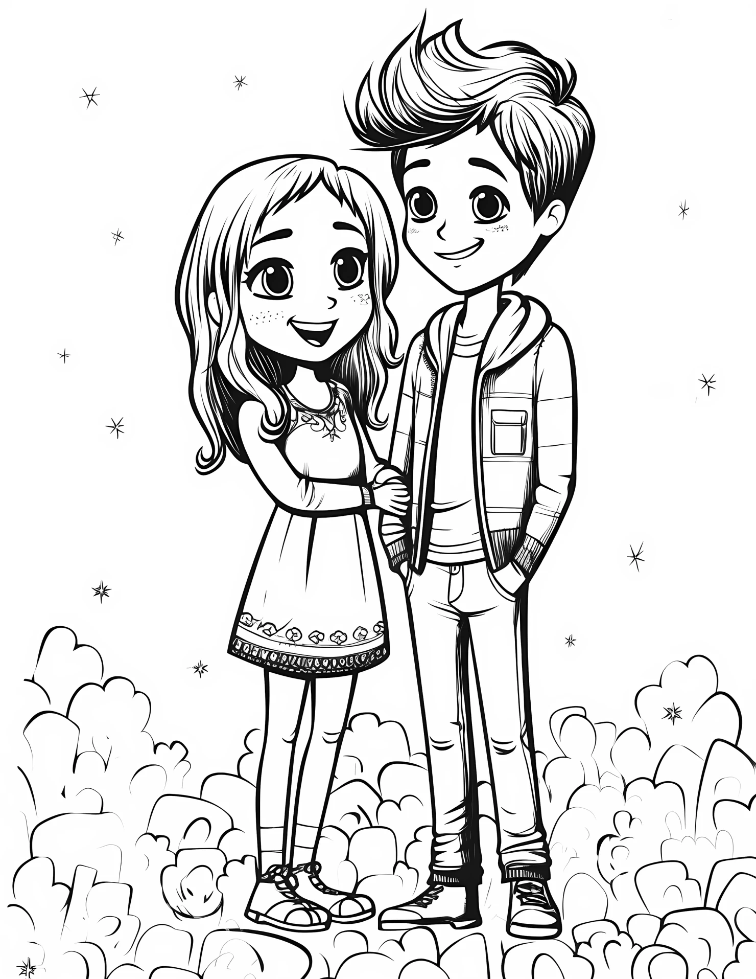 Romantic movie for kids coloring page on white color background #32581