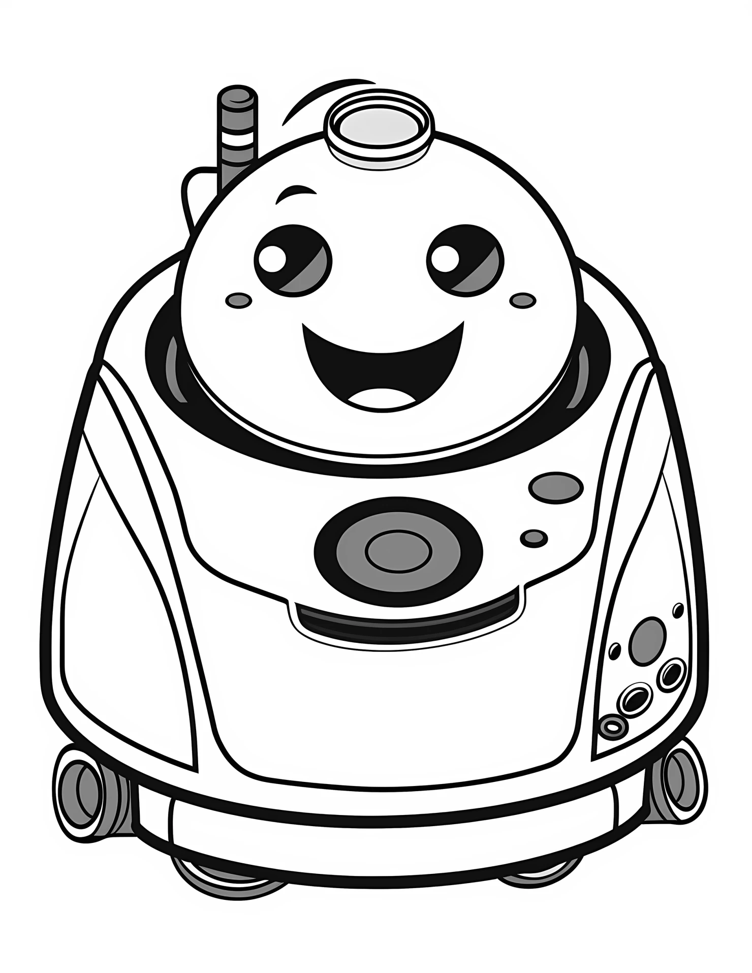 Roomba for kids coloring page on white color background #32582