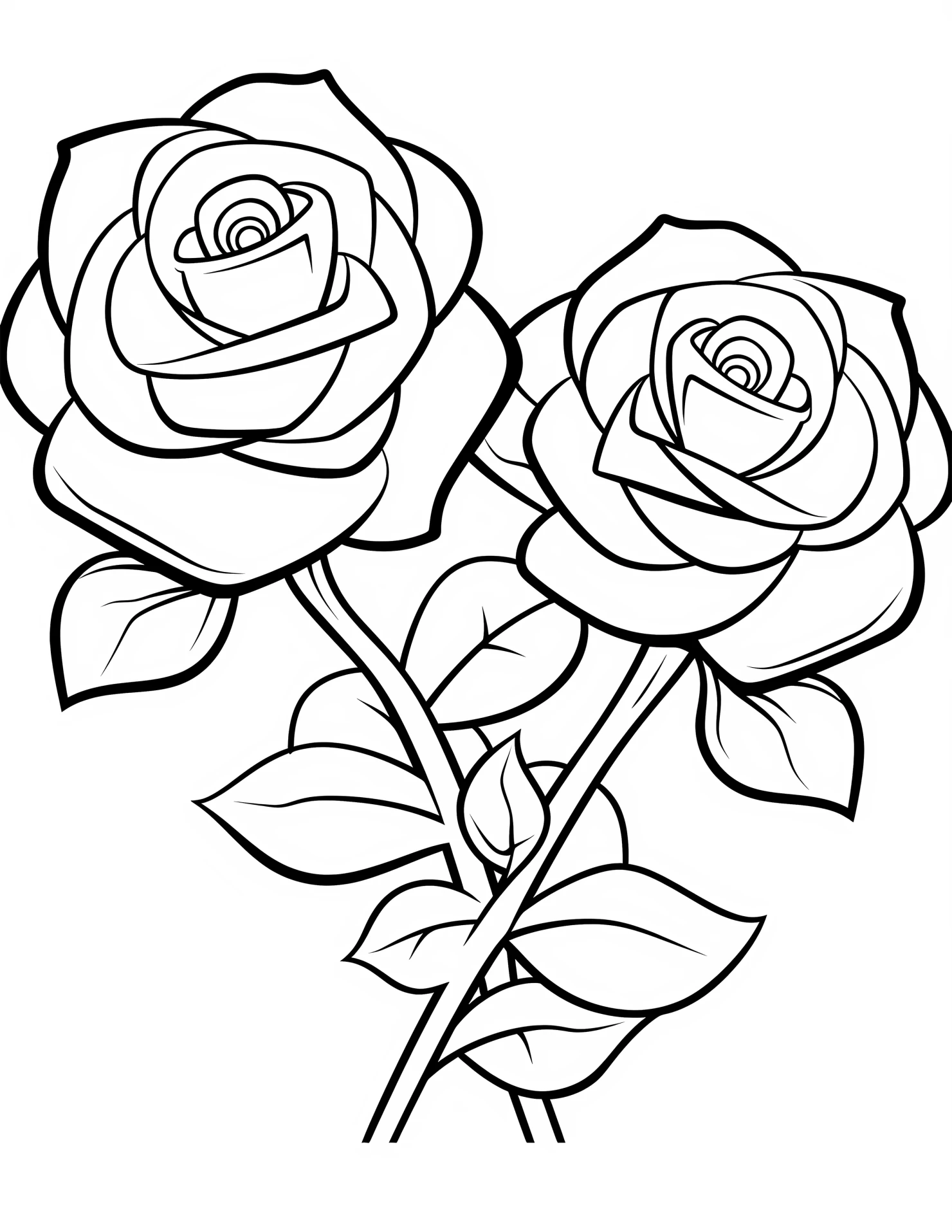 Roses for kids coloring page on white color background #32588