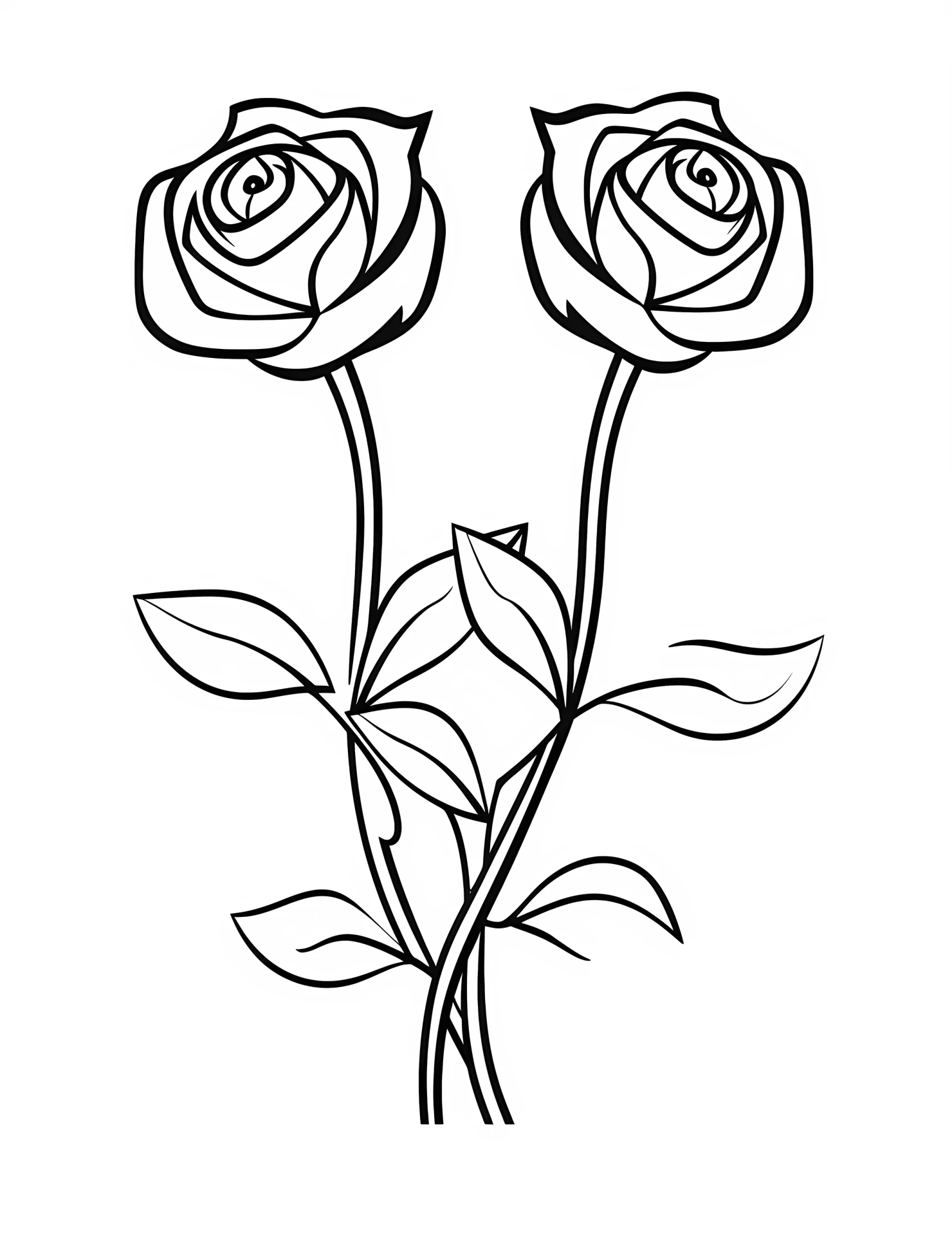 Roses for kids coloring page on white color background #32591