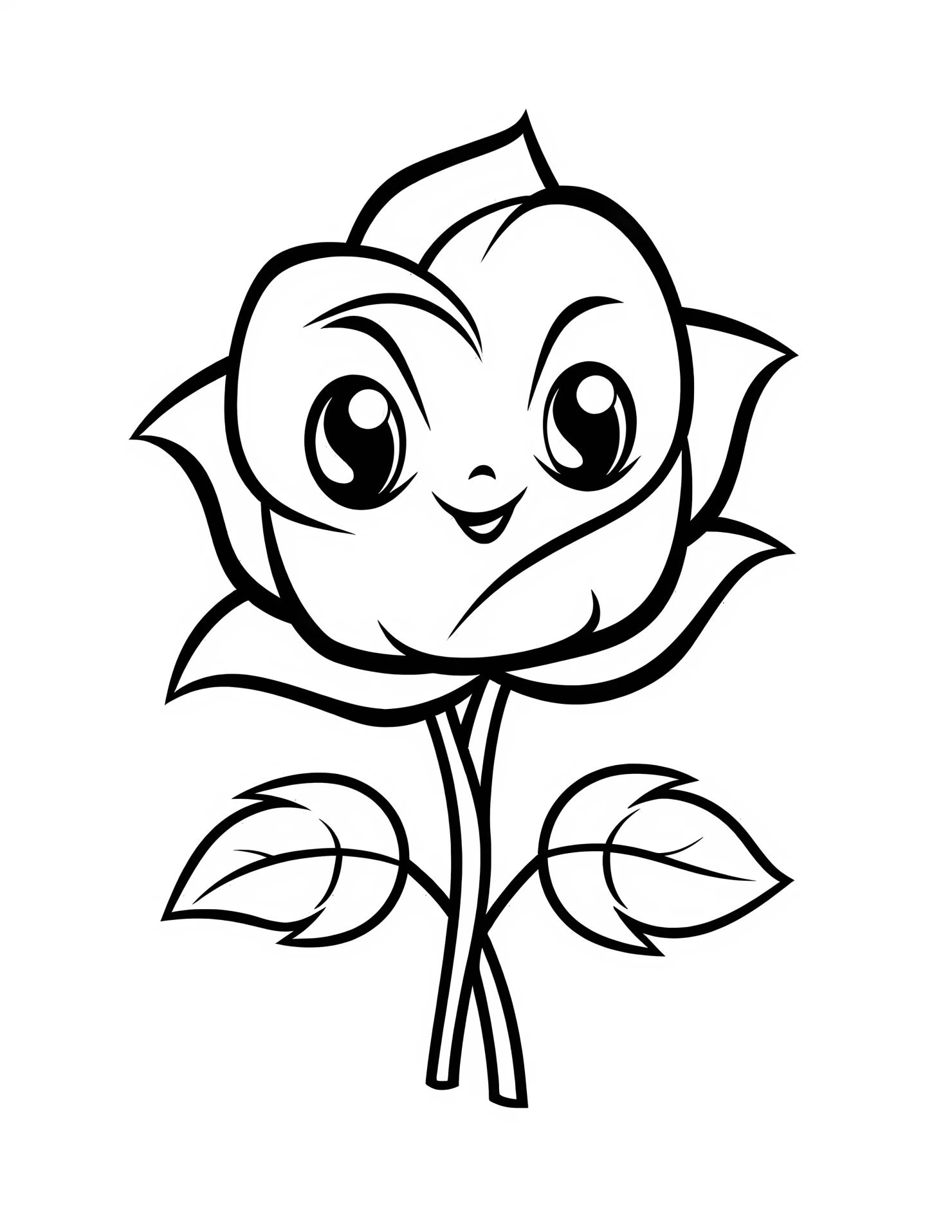 Roses for kids coloring page on white color background #32592