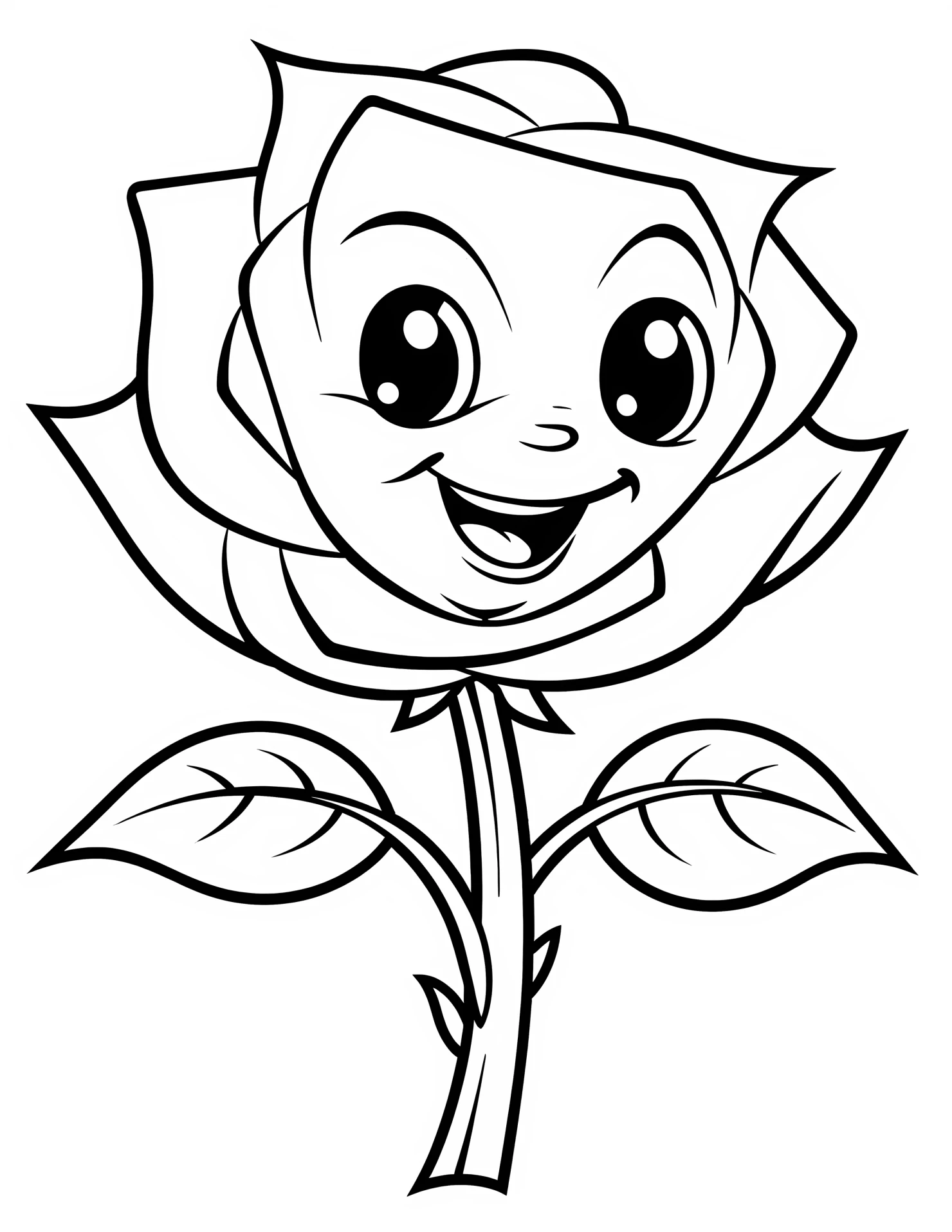 Roses for kids coloring page on white color background #32596