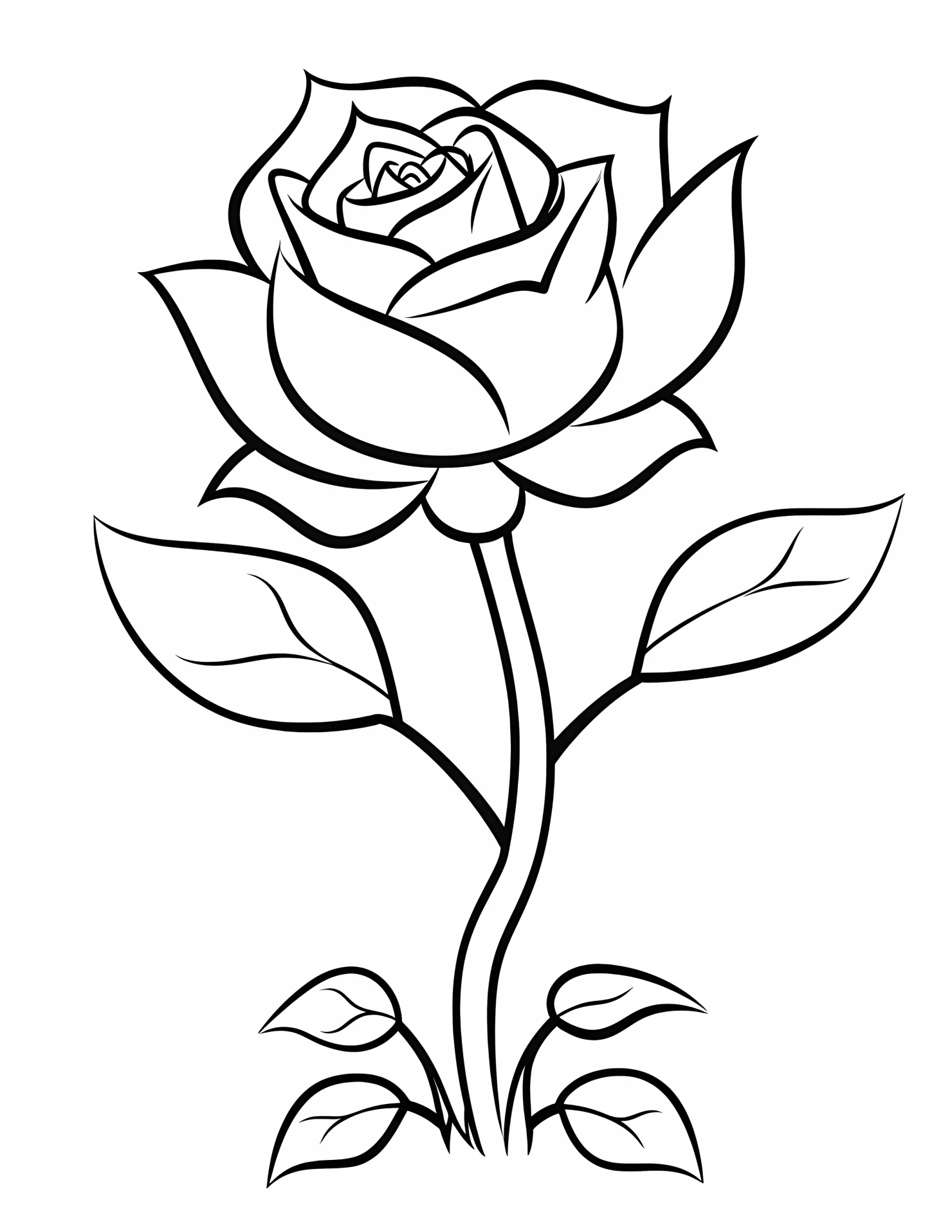 Roses for kids coloring page on white color background #32599