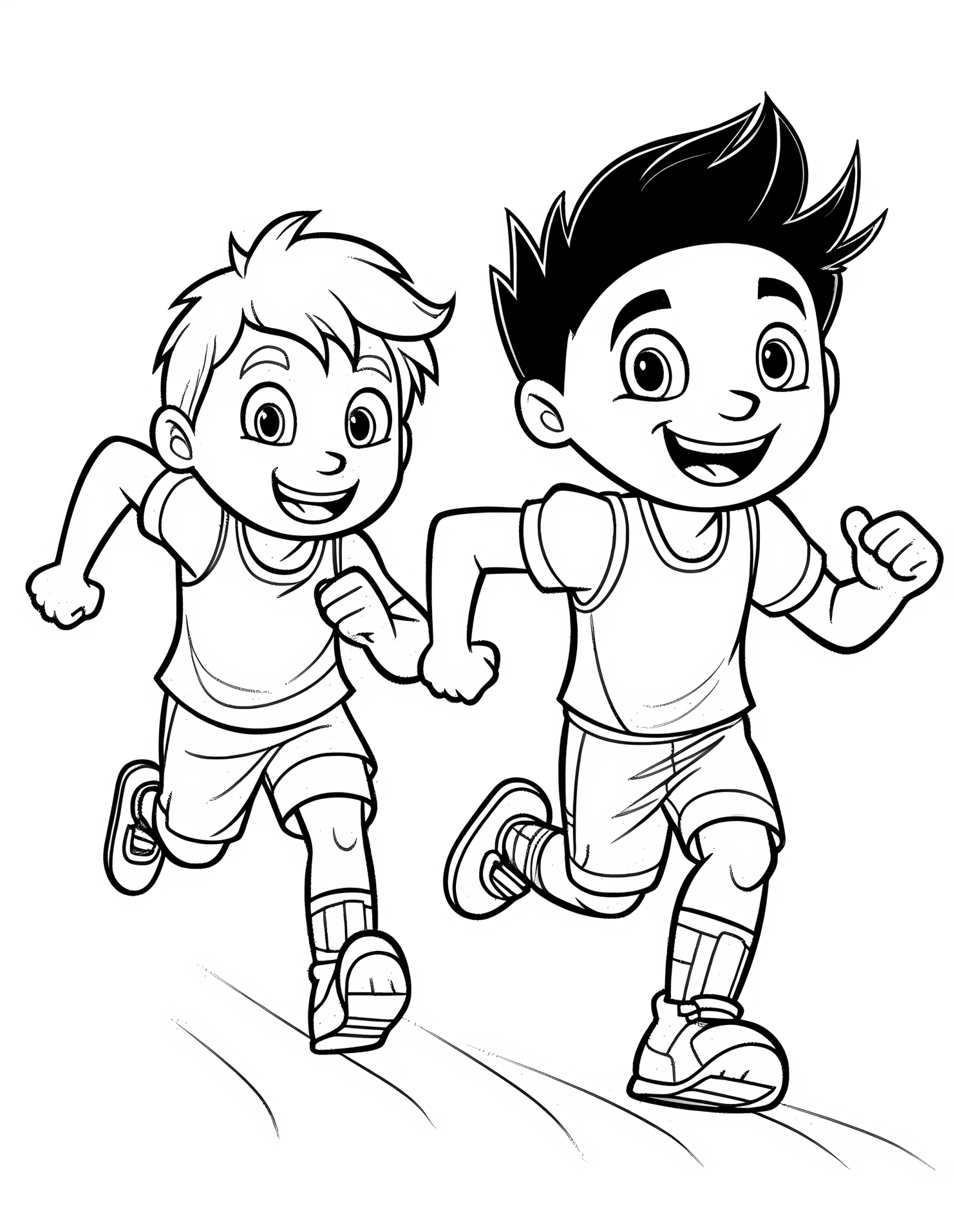 Running children for kids coloring page on white color background #32608