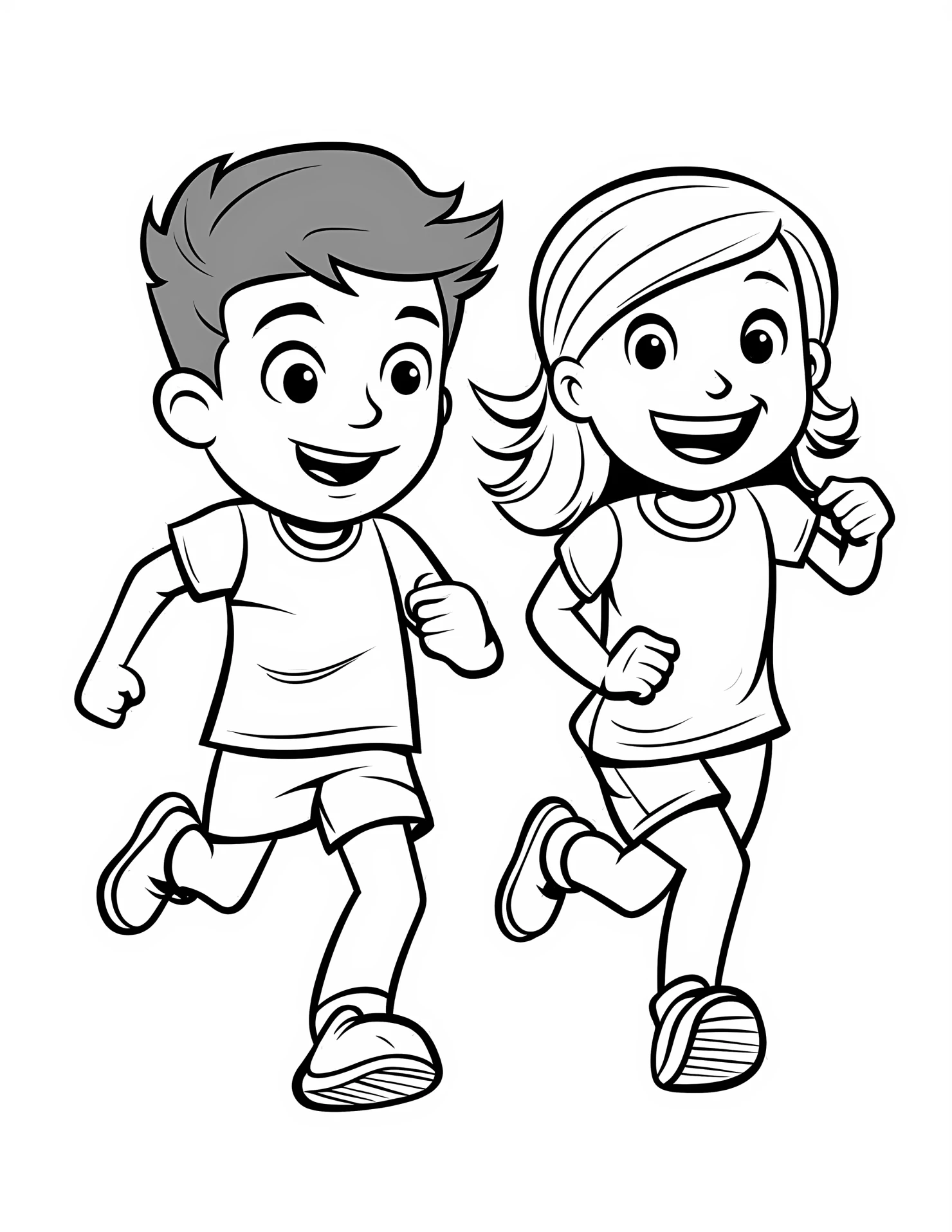 Running children for kids coloring page on white color background #32609