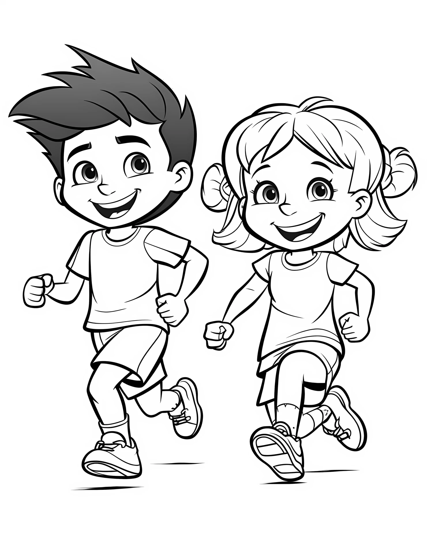 Running children for kids coloring page on white color background #32611