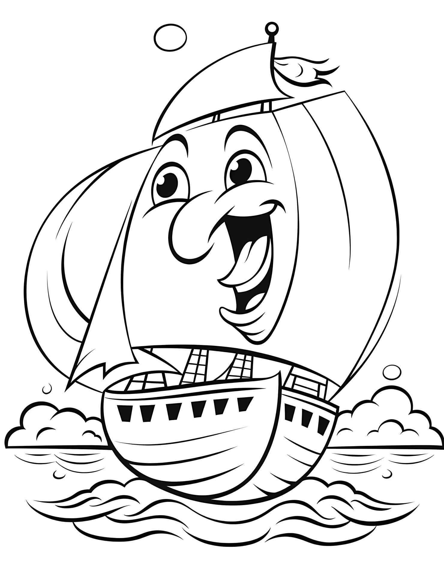 Sailboat for kids coloring page on white color background #32616