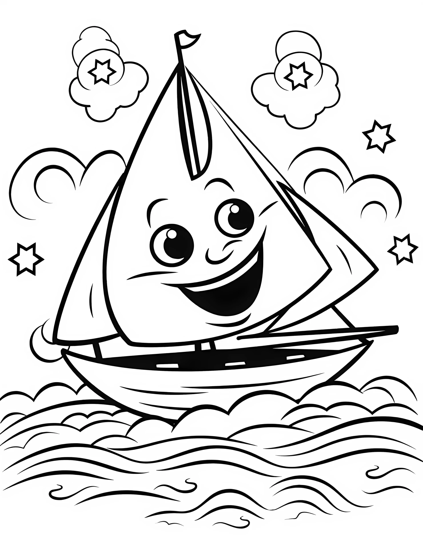 Sailboat for kids coloring page on white color background #32619