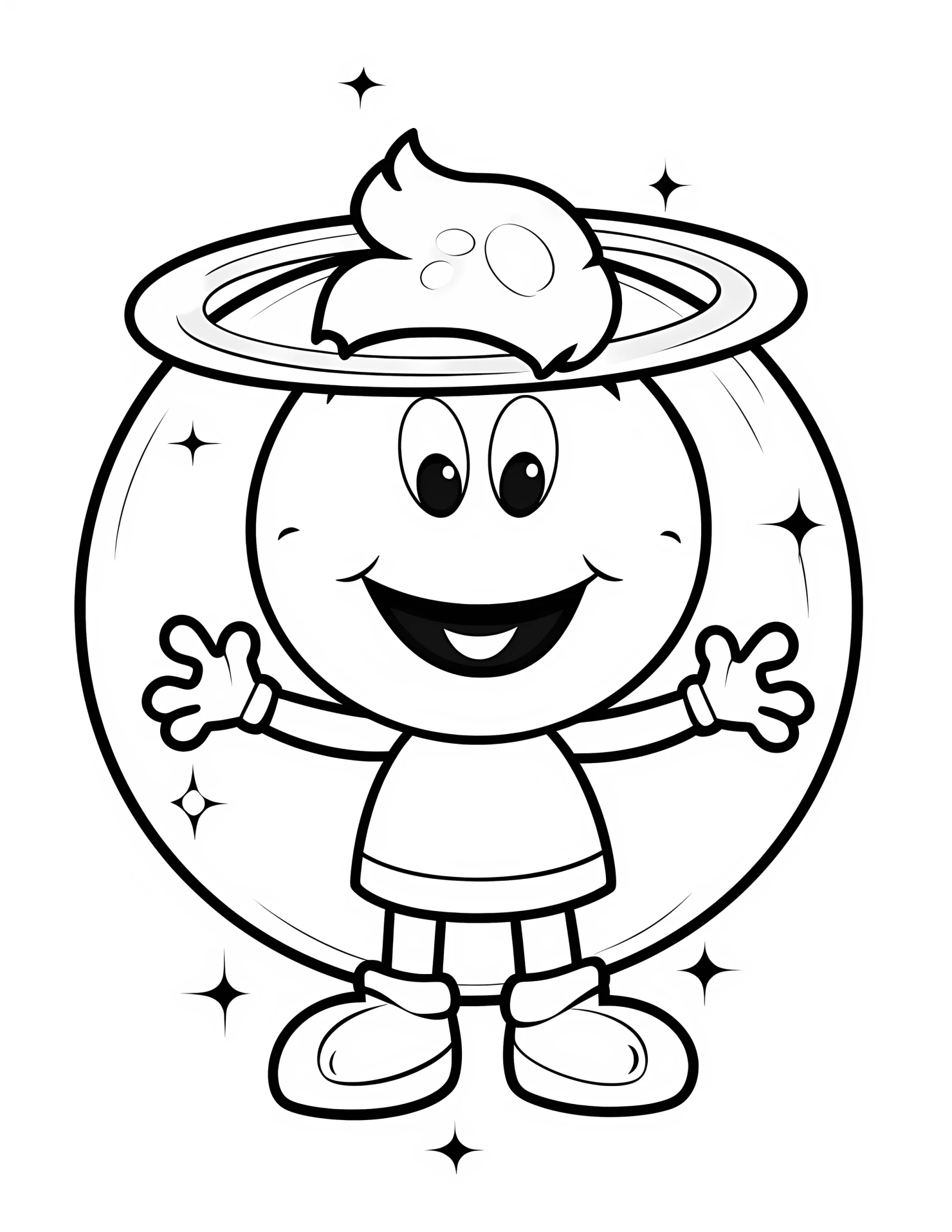 Saturn for kids coloring page on white color background #32632