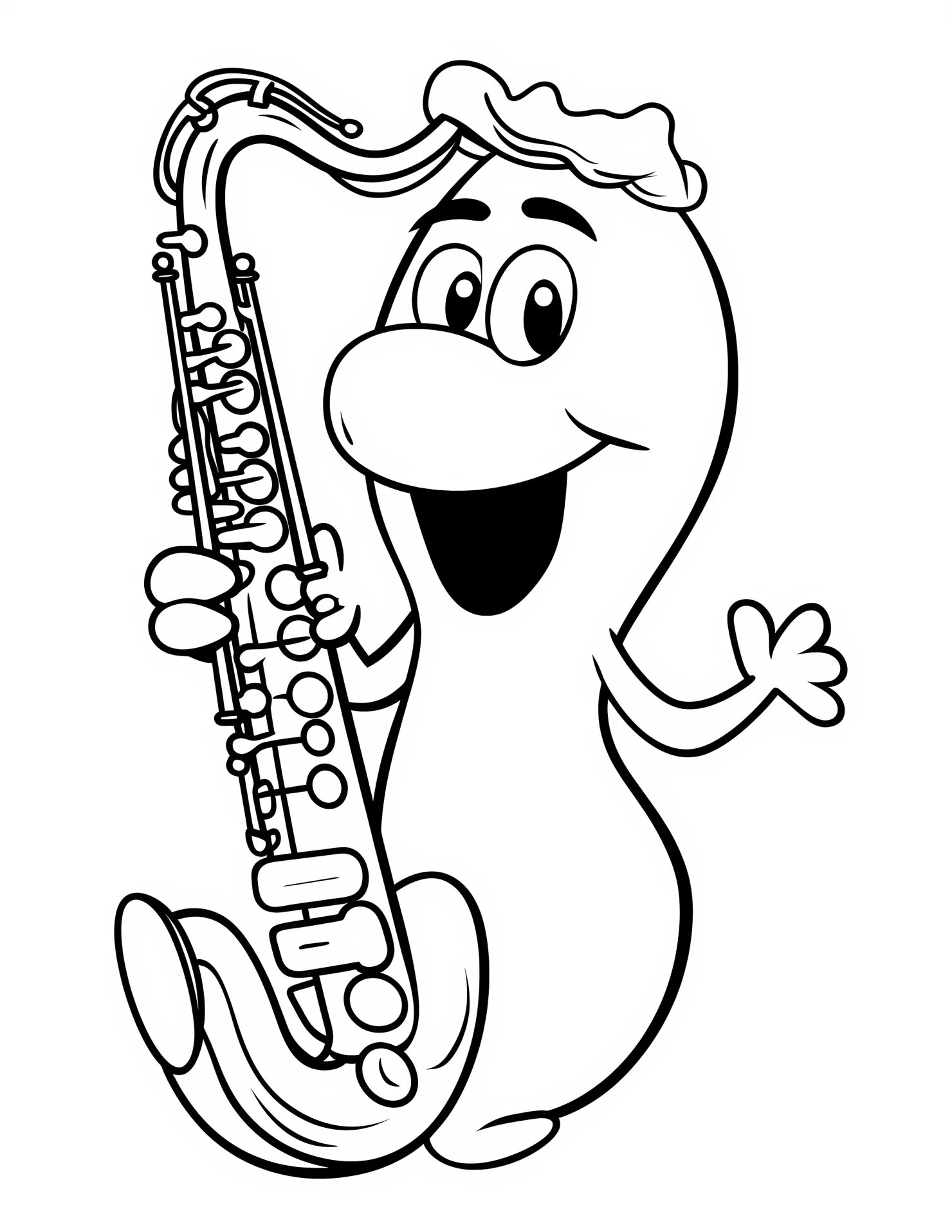 Saxophone for kids coloring page on white color background #32637