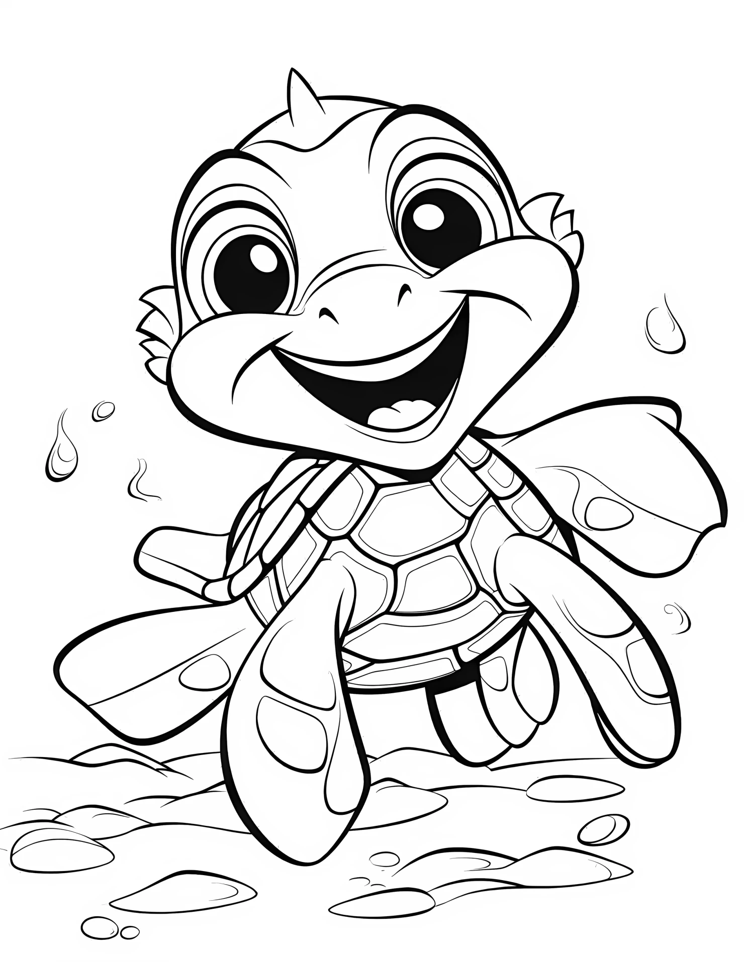 Sea turtle for kids coloring page on white color background #32658