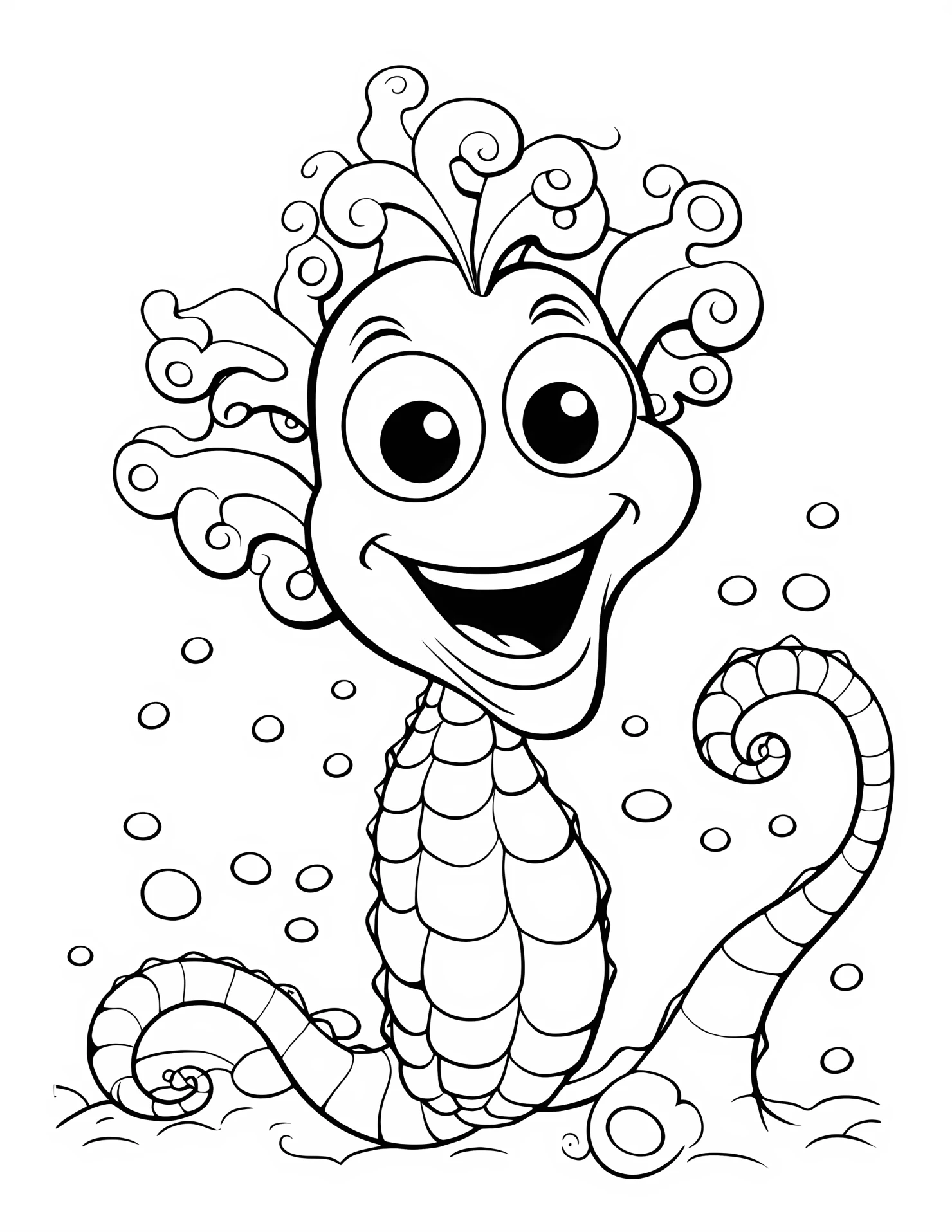 Seahorse for kids coloring page on white color background #32667