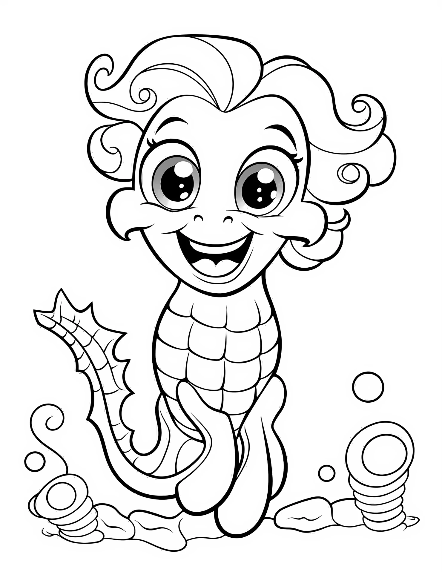 Seahorse for kids coloring page on white color background #32668