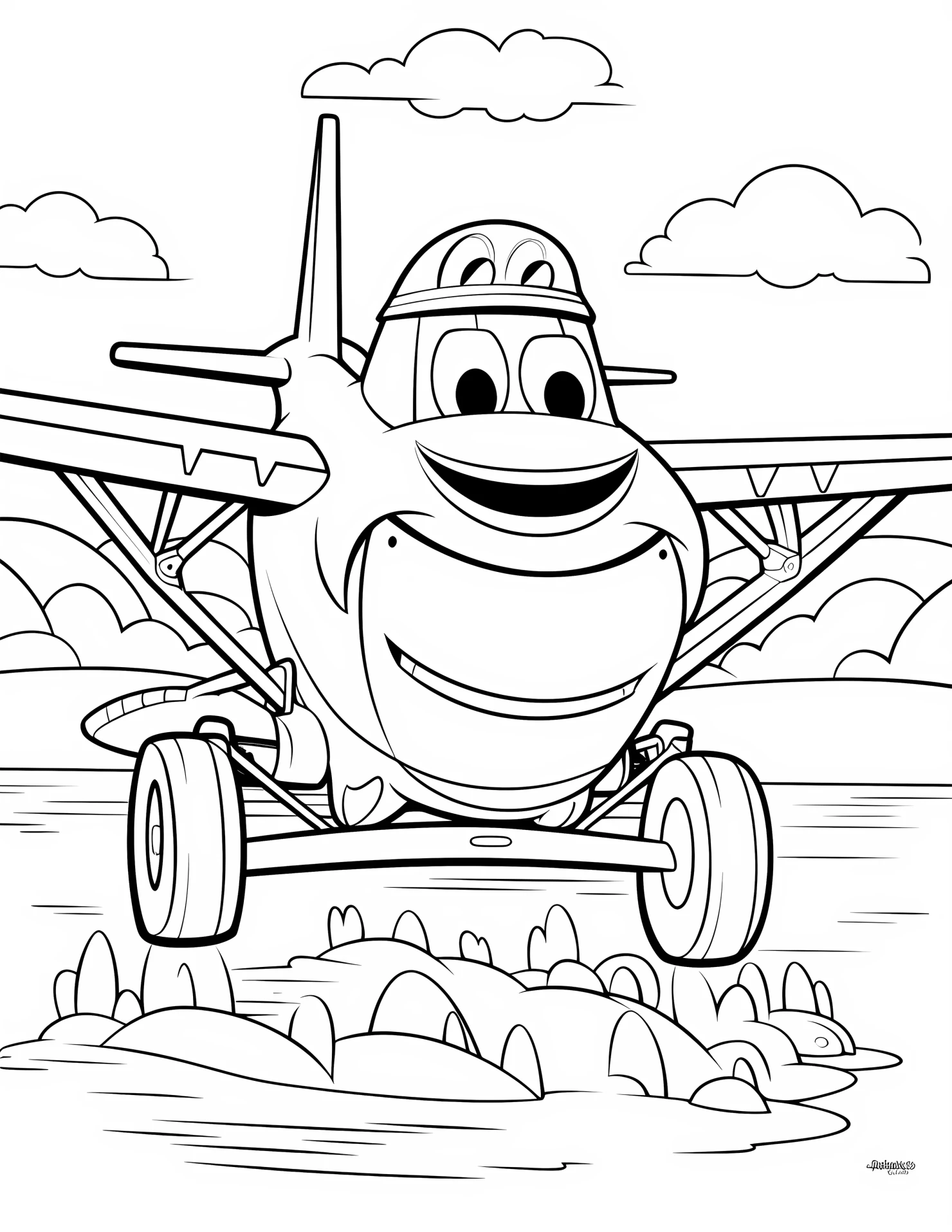 Seaplane for kids coloring page on white color background #32685