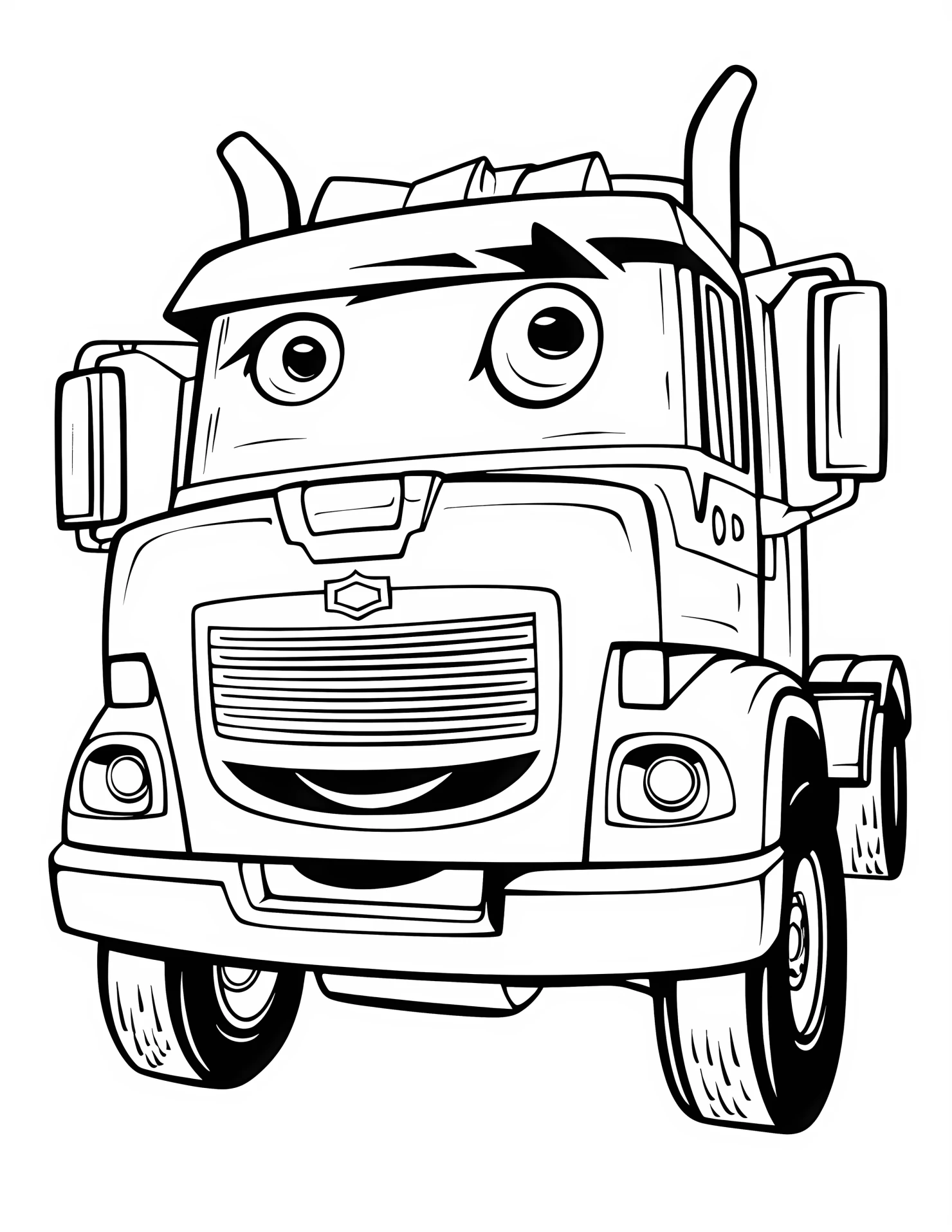 Semi truck for kids coloring page on white color background #32697