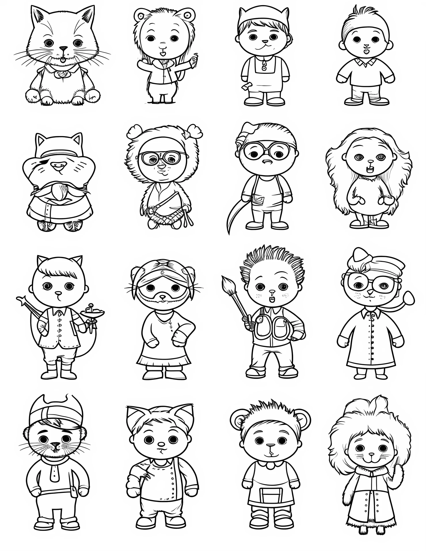 Set cartoon for kids coloring page on white color background #32704