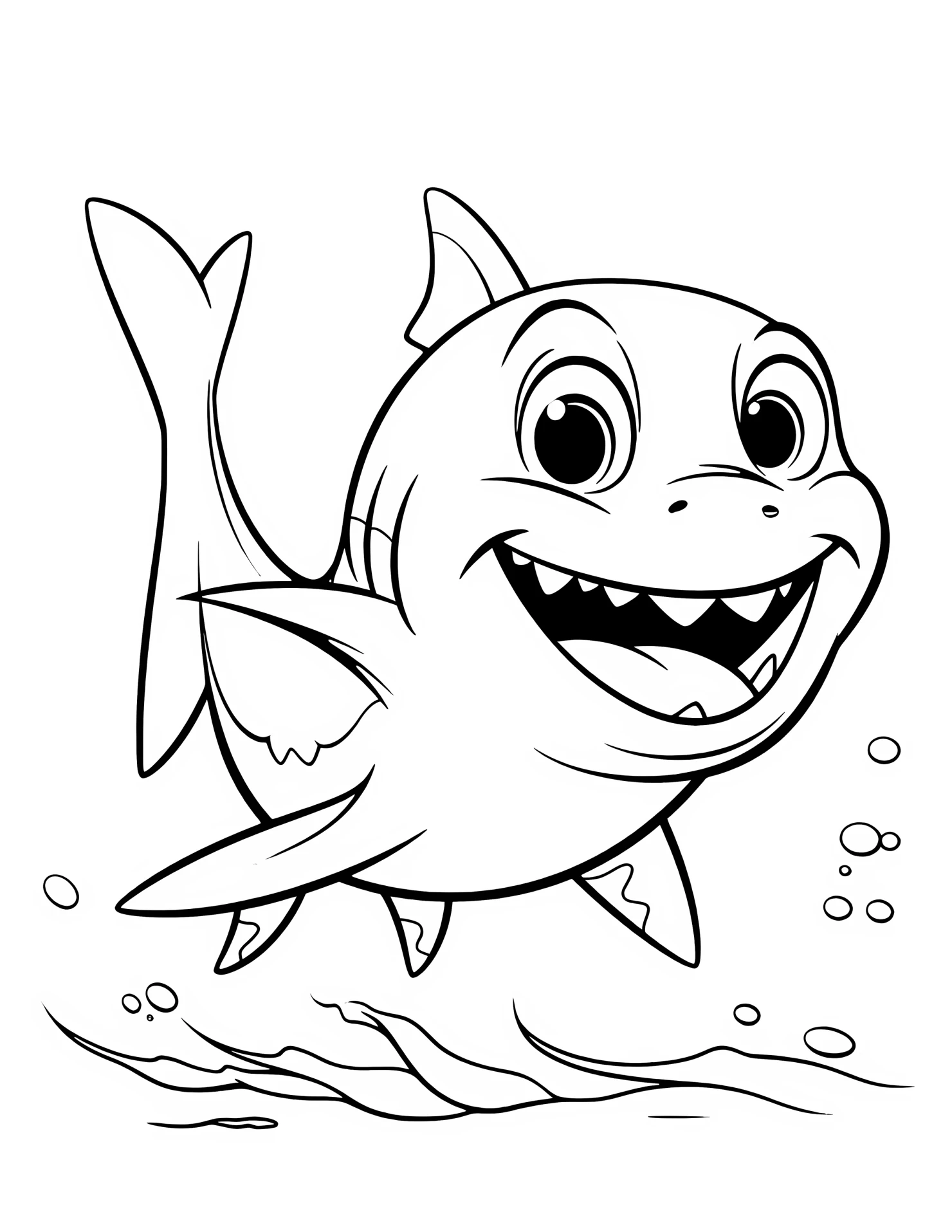 Shark for kids coloring page on white color background #32708