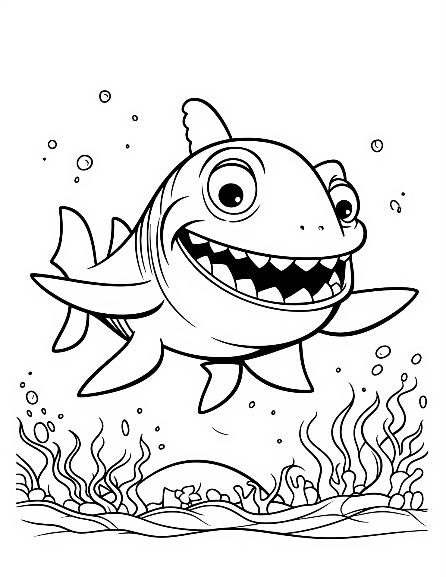 Shark for kids coloring page on white color background #32709