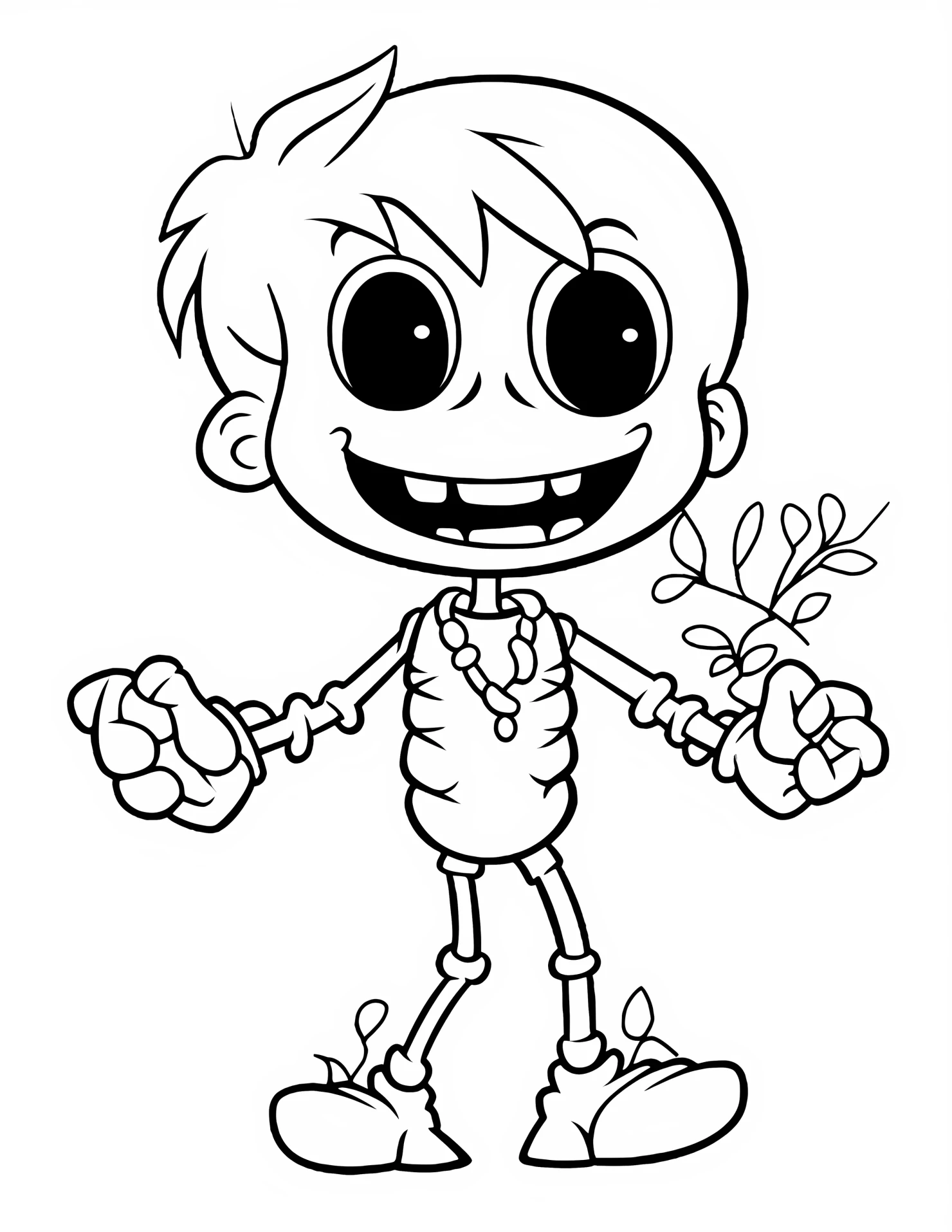 Skeleton for kids coloring page on white color background #32733