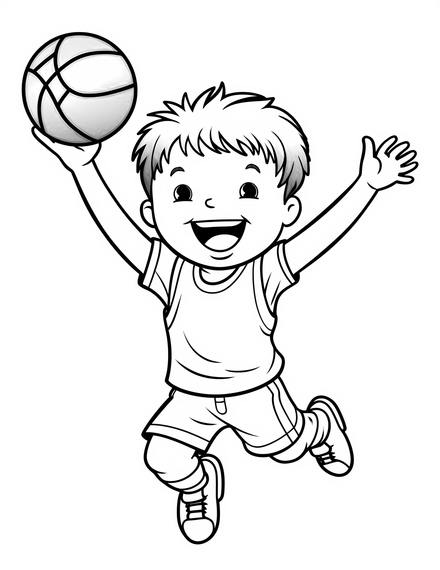Slam dunk for kids coloring page on white color background #32738